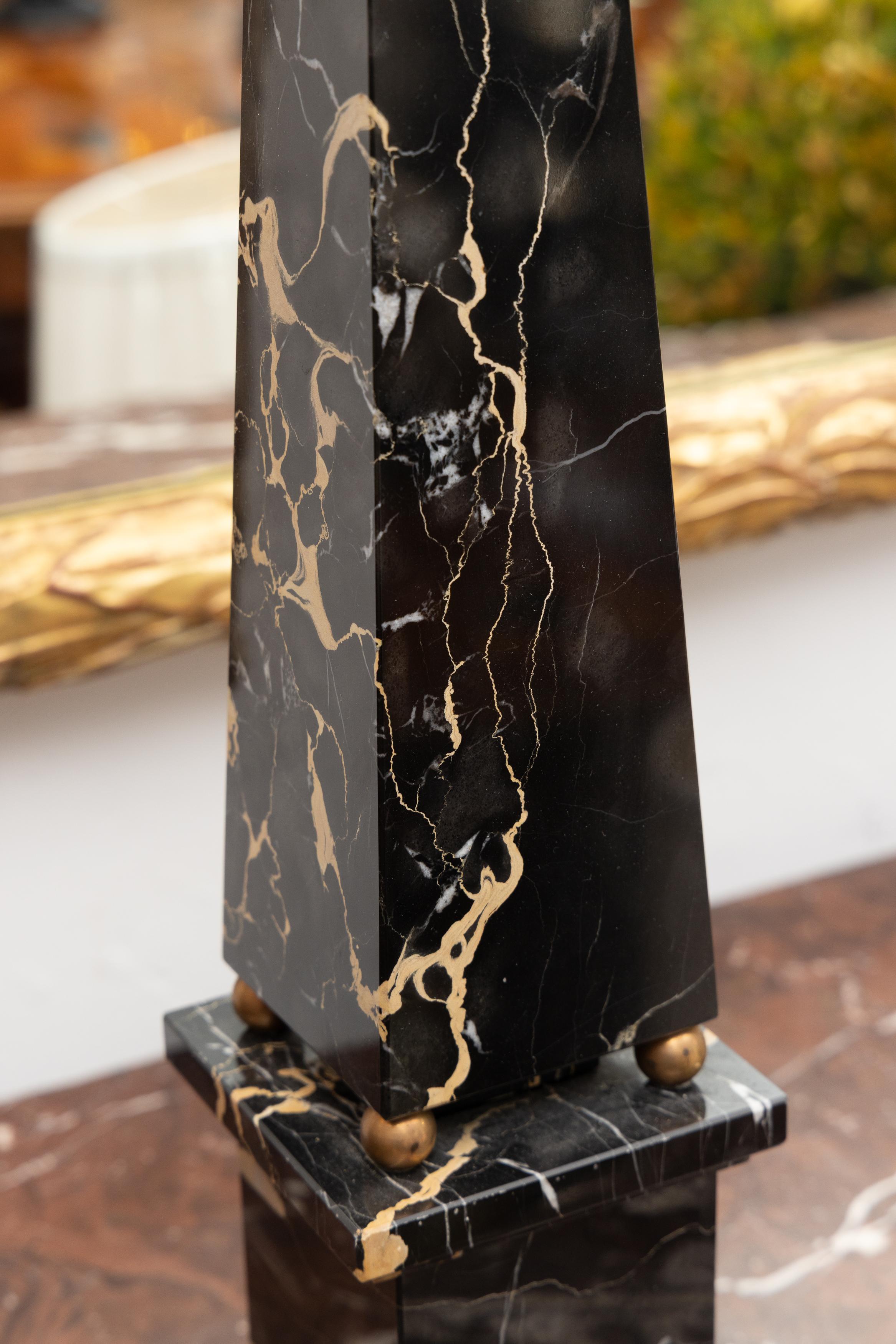 Pair Italian Vareigated Marble Obelisks For Sale 2