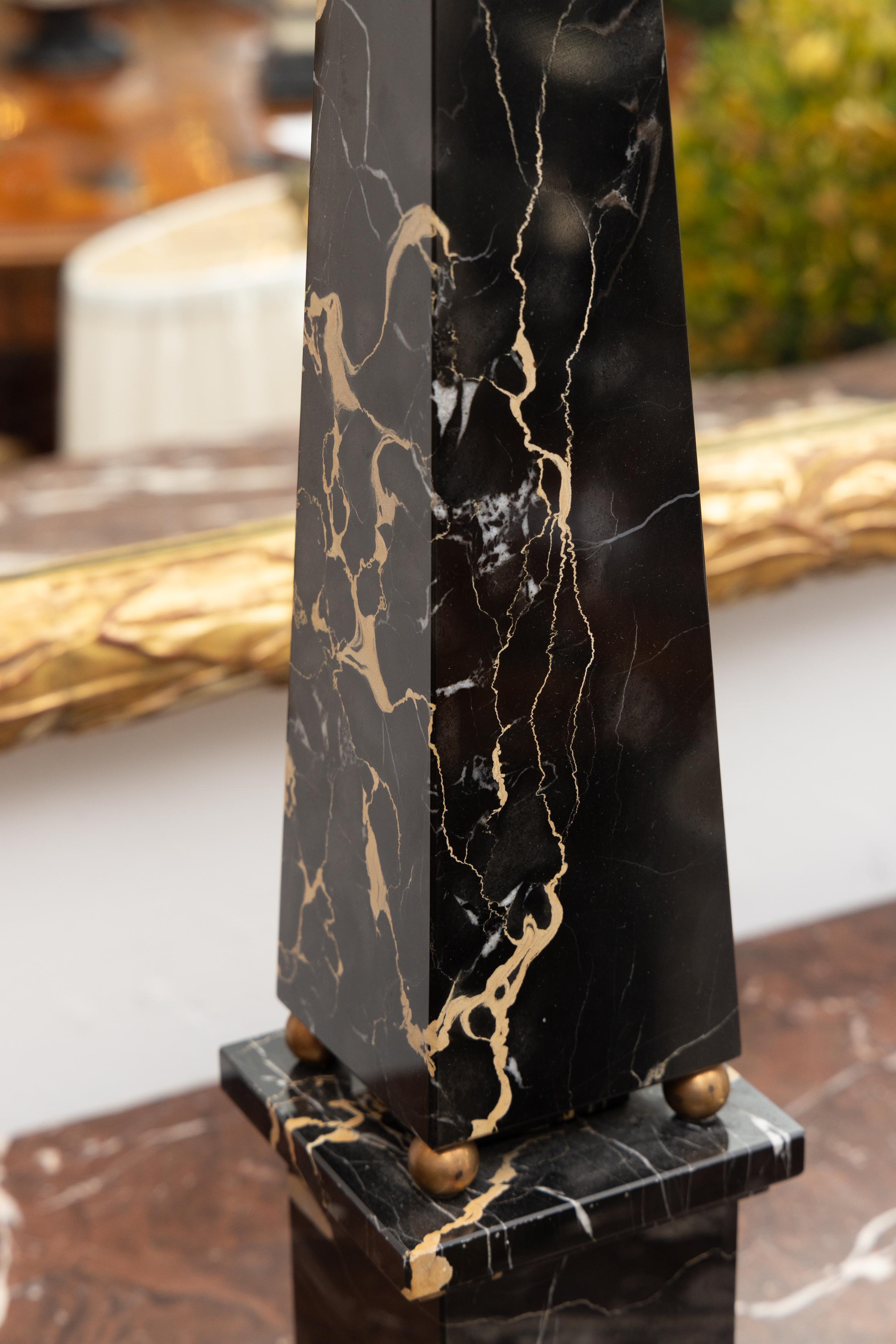 Pair Italian Vareigated Marble Obelisks For Sale 3