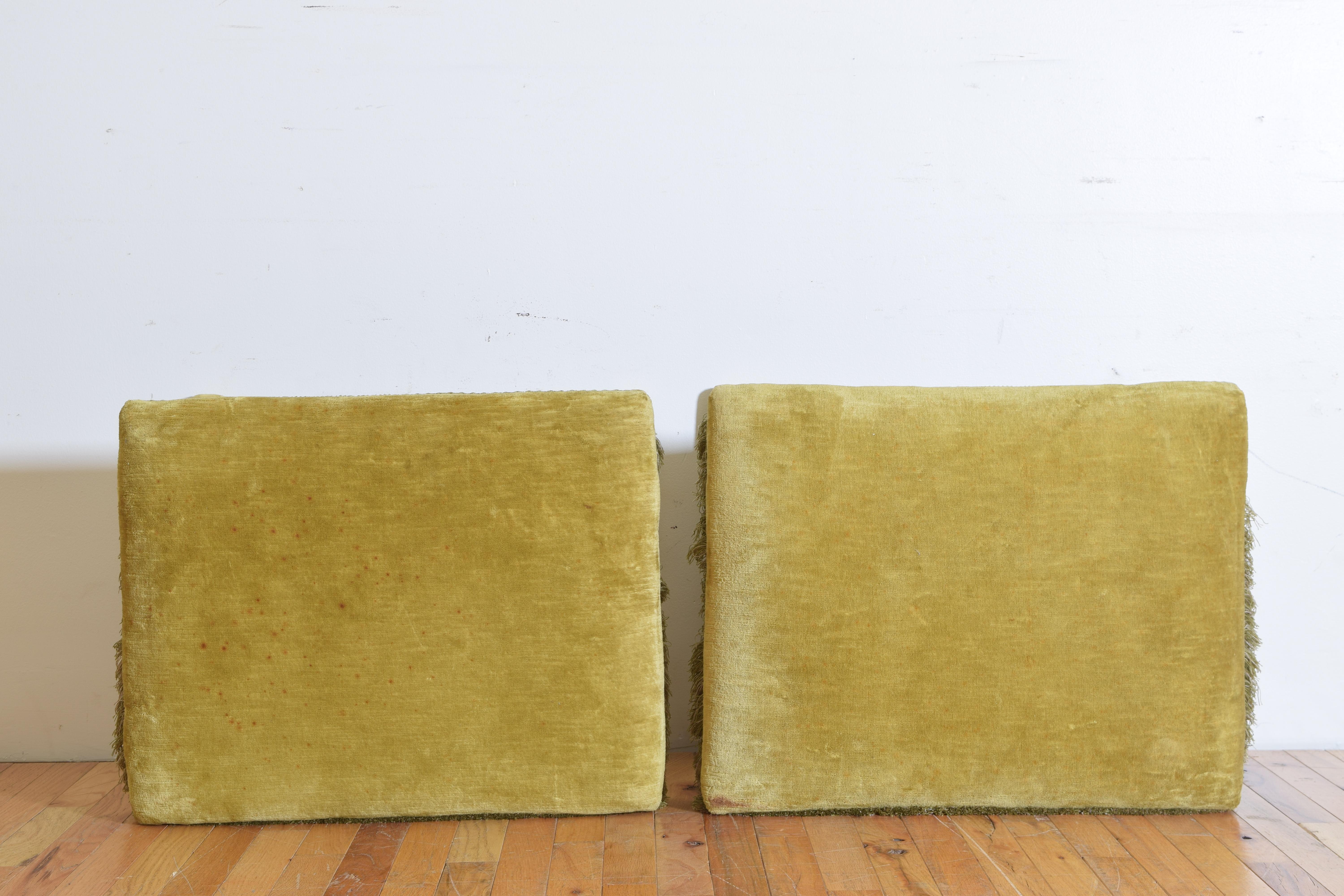 Pair of Italian Velvet Upholstered Curule Form Benches, 20th Century 4