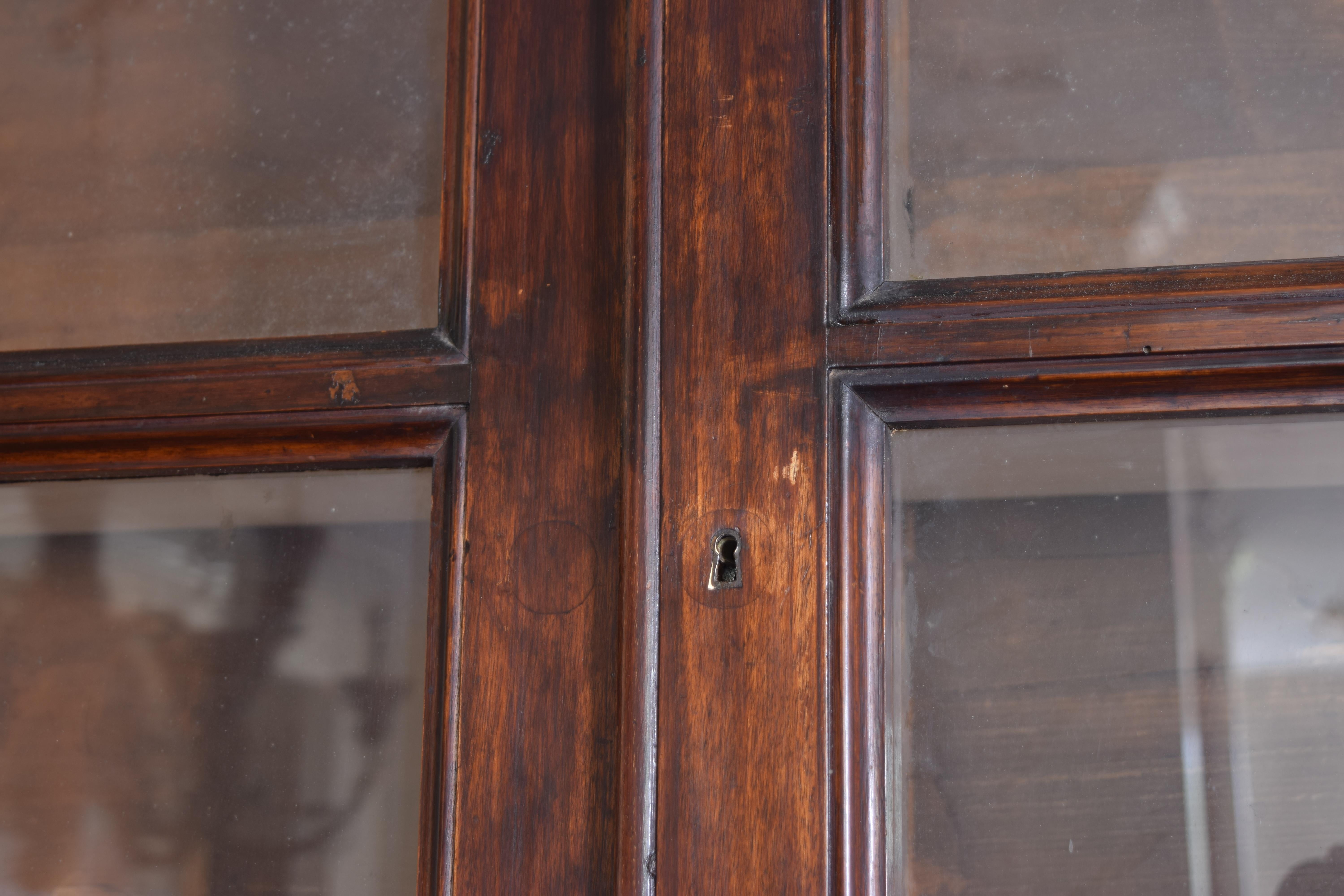 Pair Italian, Veneto, Turned Walnut Shallow Glass Front Bookcases, mid 19th cen. 5