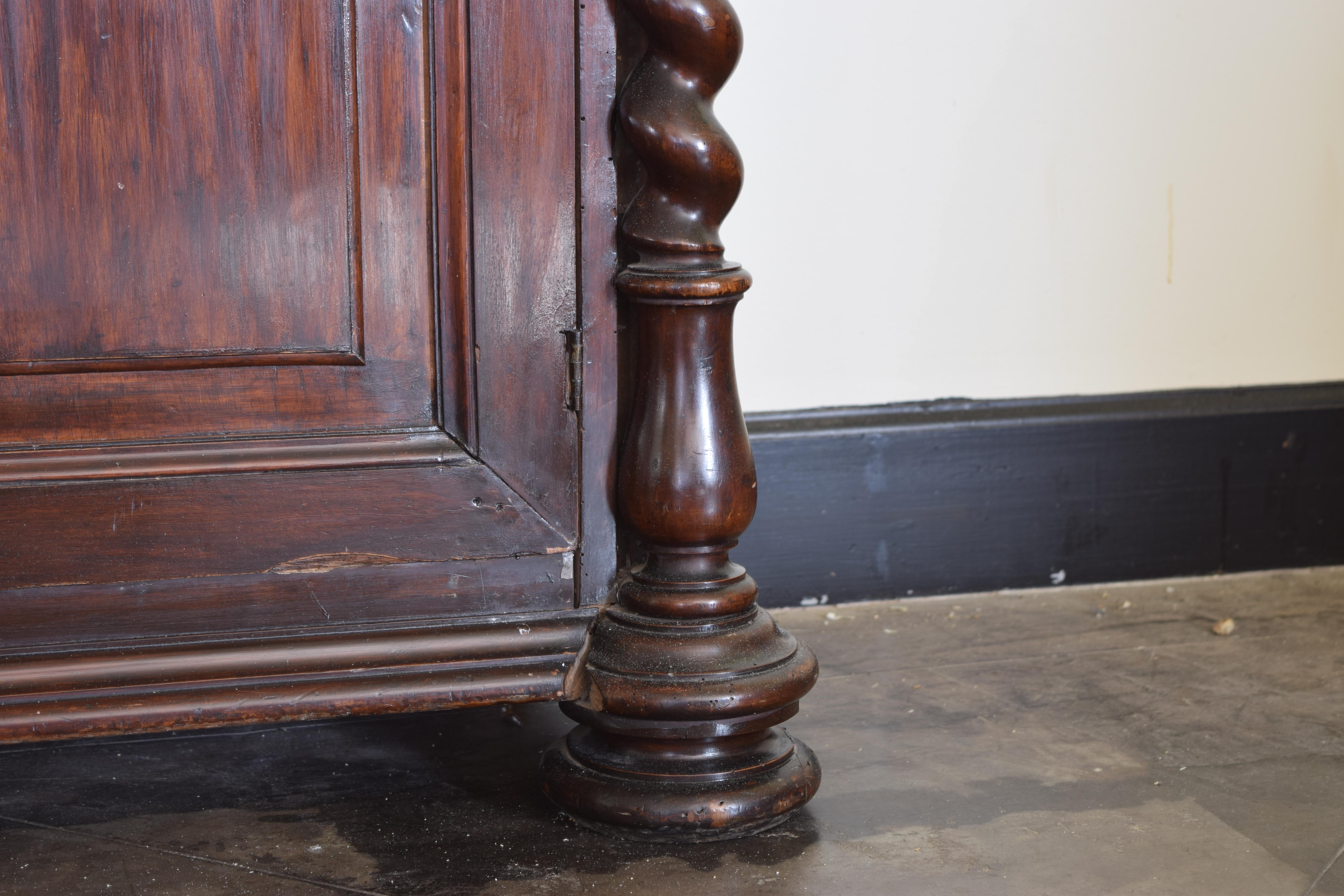 Pair Italian, Veneto, Turned Walnut Shallow Glass Front Bookcases, mid 19th cen. 10