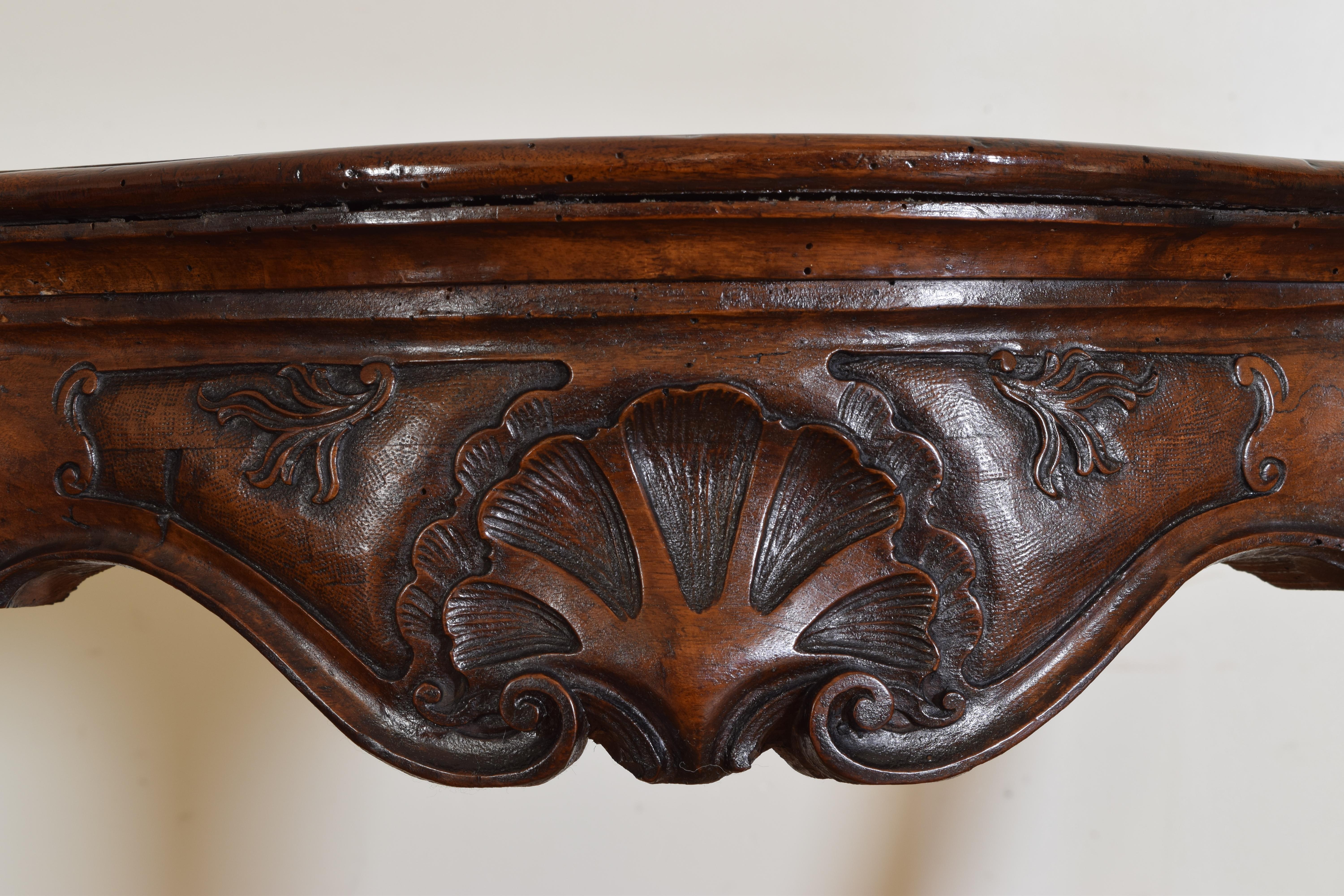 Pair Italian, Venice, Carved Walnut Rococo Period Console Tables, mid 18th cen. For Sale 1