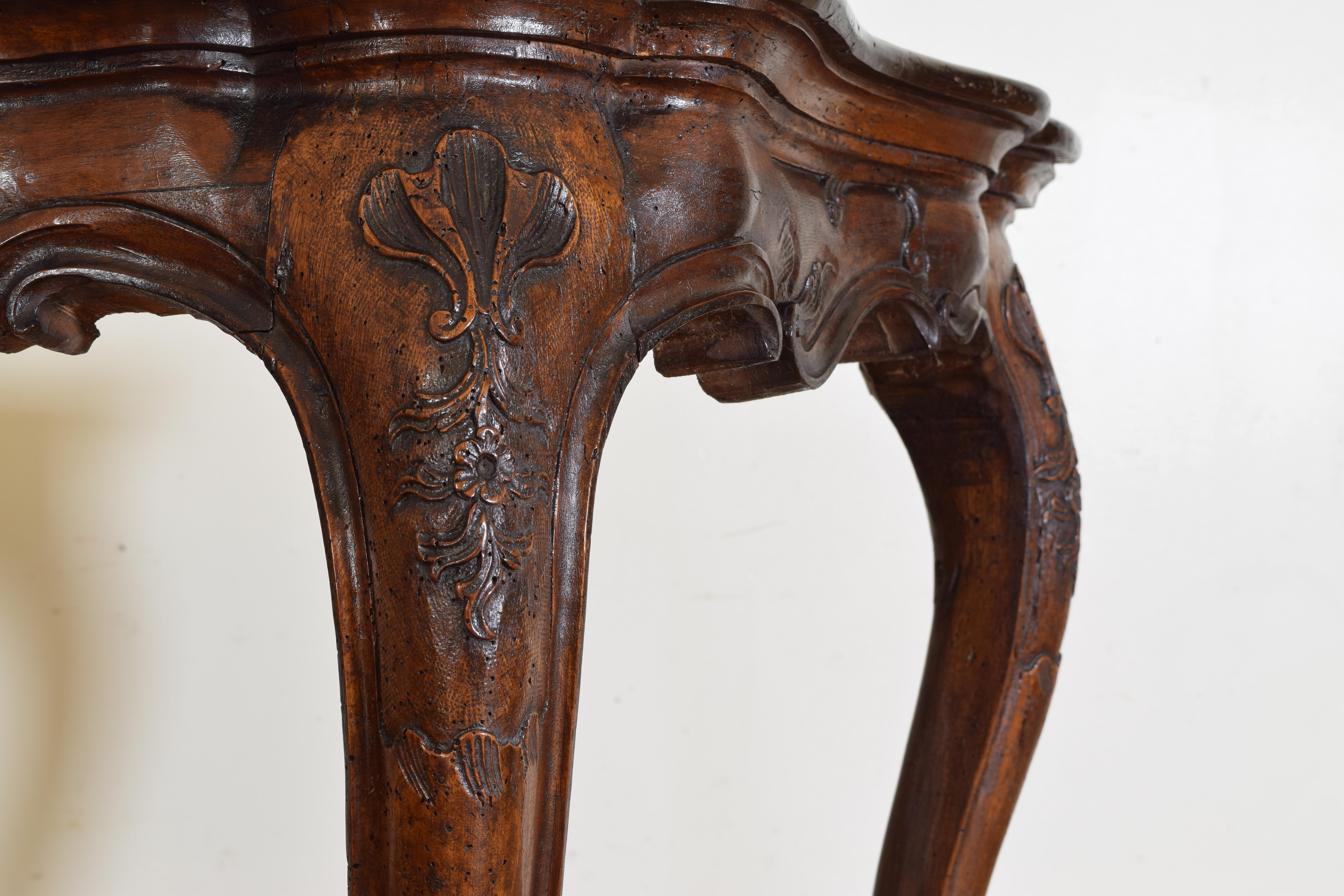 Pair Italian, Venice, Carved Walnut Rococo Period Console Tables, mid 18th cen. For Sale 2