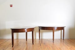 Italian Vicenza 'Veneto' Walnut Demilune Console Tables Early 19th Century, Pair