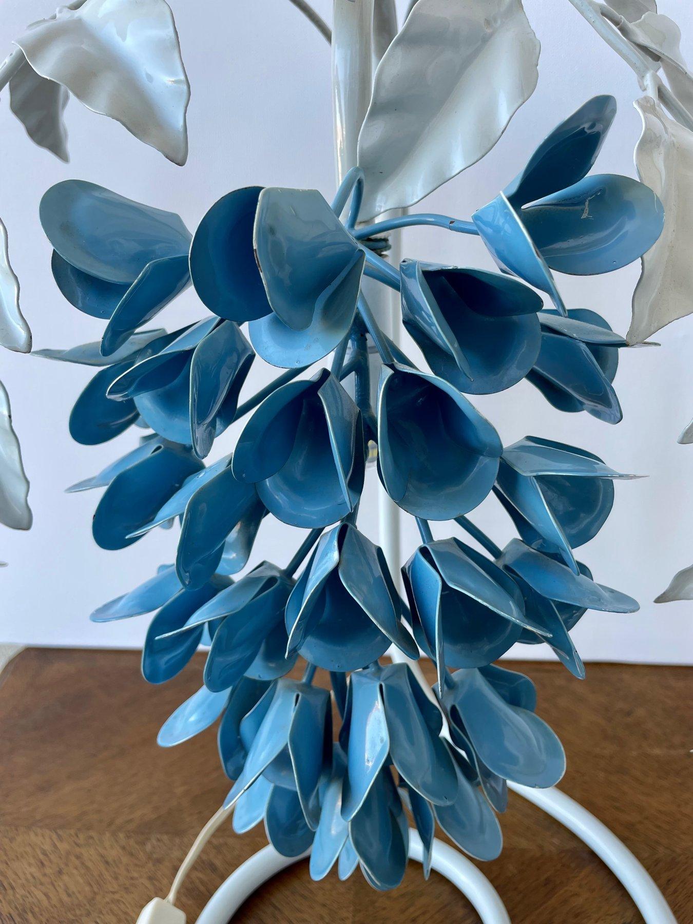 Pair Table Lamps by Sergio Terzani, Italy, 1970s Wisteria Enameled Metal Lamps For Sale 6