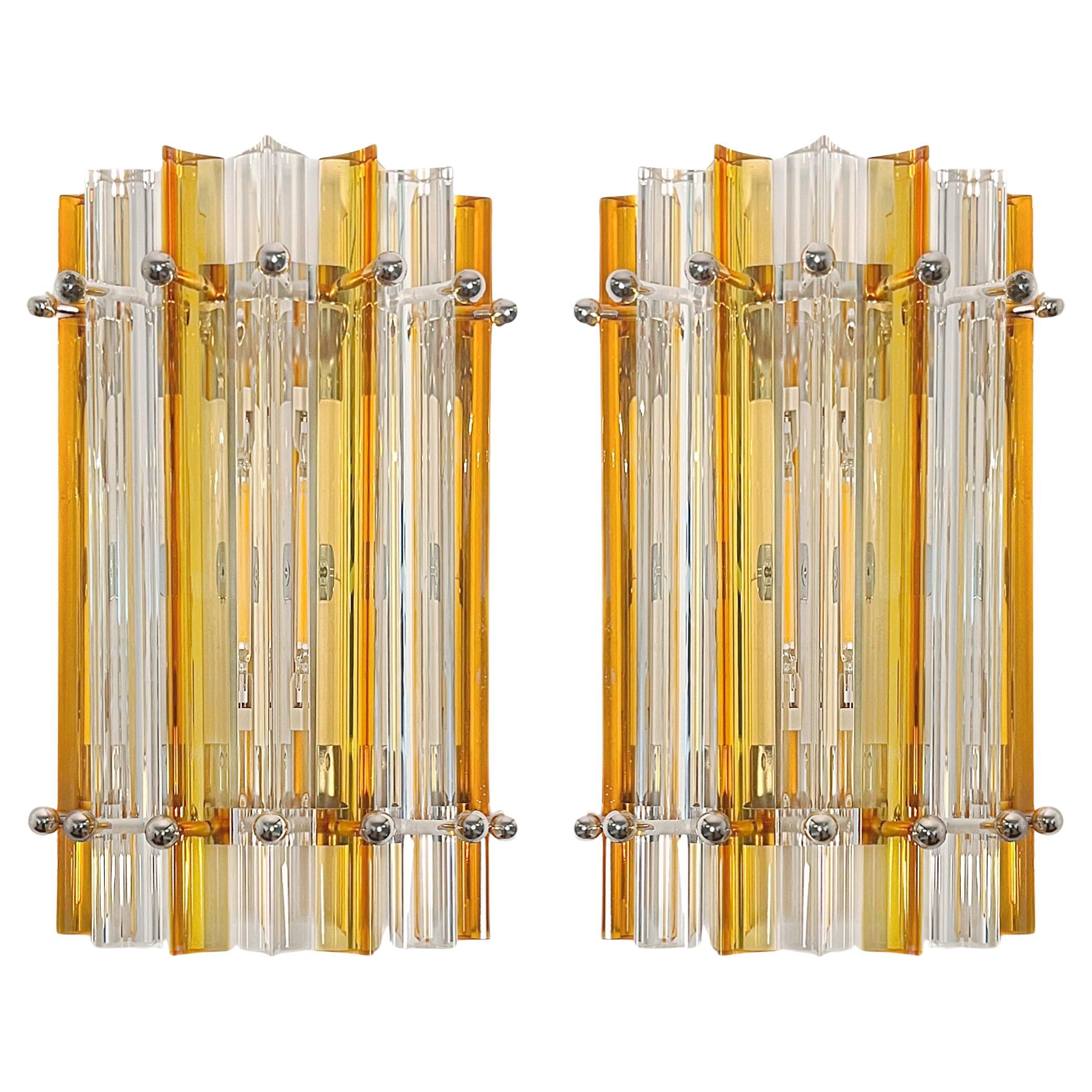 Pair Italian Wall Sconce, Venini Style Murano, 1990s