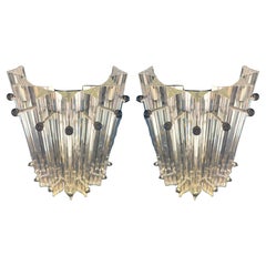 Pair Italian Wall Sconce, Venini Style Murano, 1990s