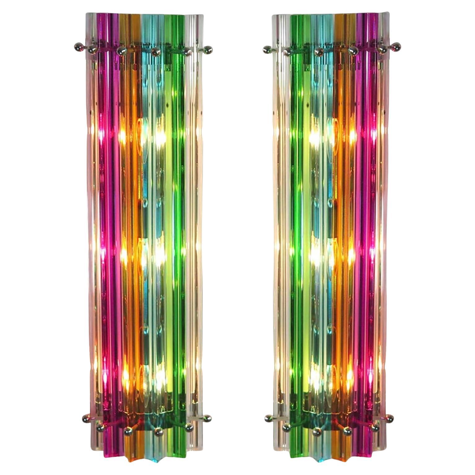 Coppia di applique italiane "Arlecchino" stile Venini, Murano, anni 
90 in vendita