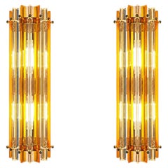 Pair Italian Wall Sconces, Venini Style Murano, 1990s