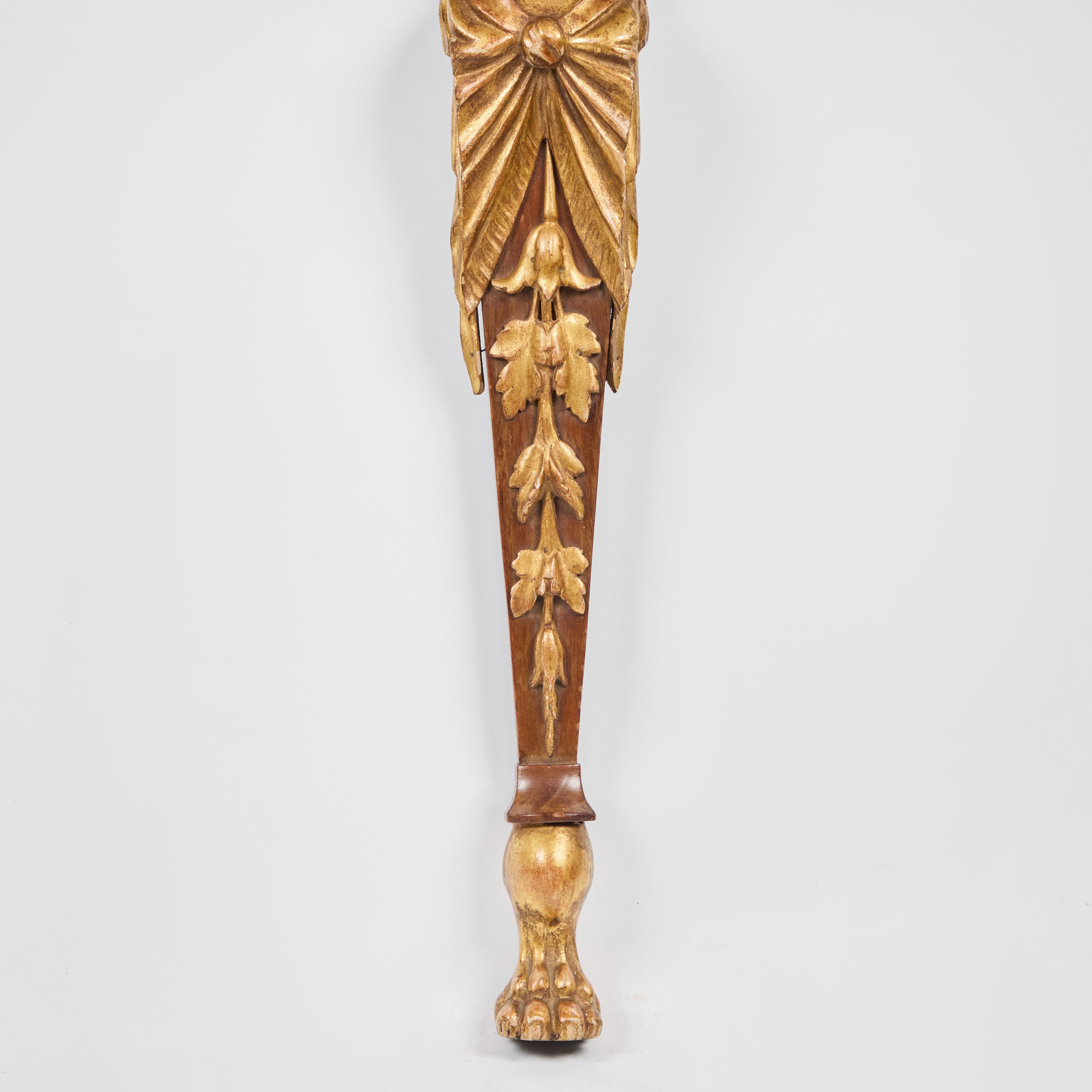 Pair Italian Walnut and Parcel Gilt Figural Wall Brackets For Sale 4