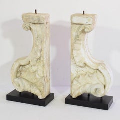 Pair Italian White Marble Baroque Ornaments, Circa 1650- 1750