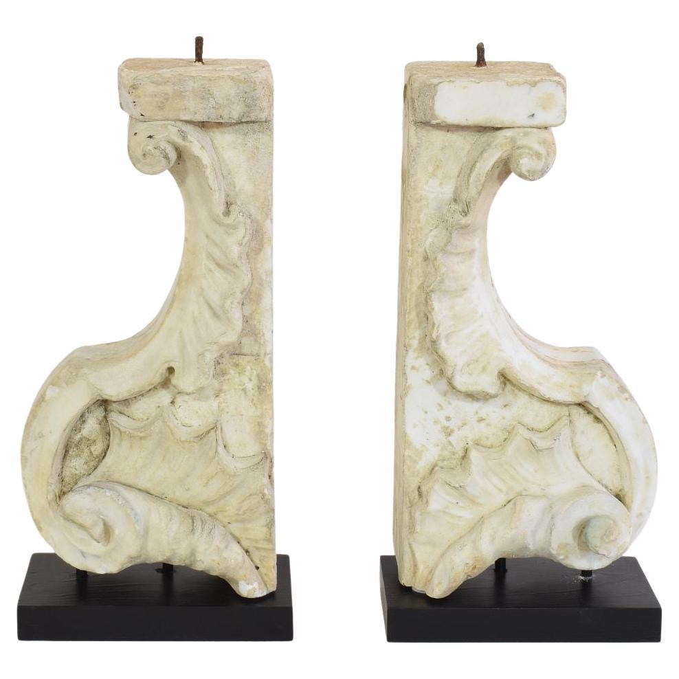 Pair Italian White Marble Baroque Ornaments, Circa 1650- 1750 For Sale