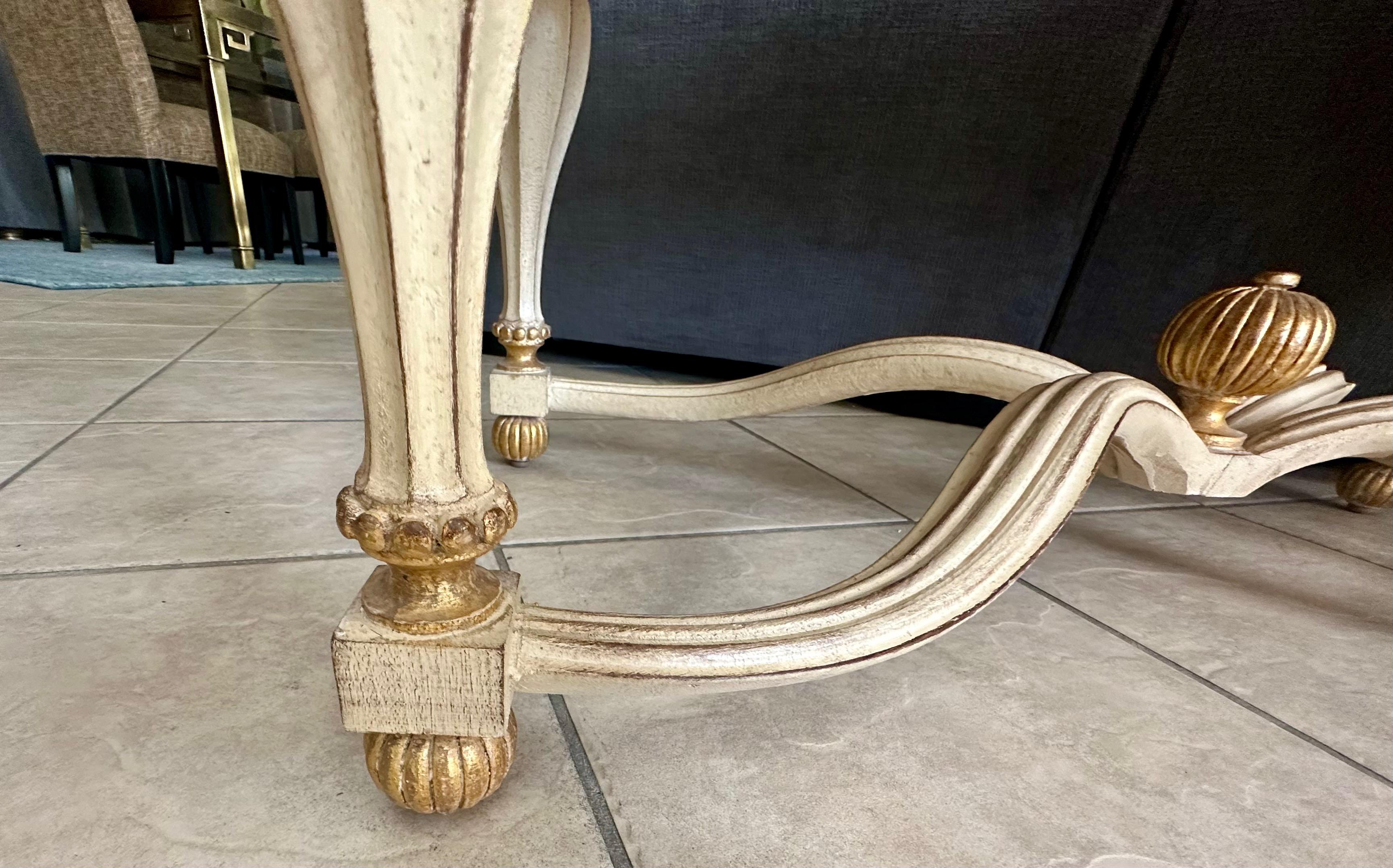 Pair Italian White & Partial Gilt Upholster Benches For Sale 10