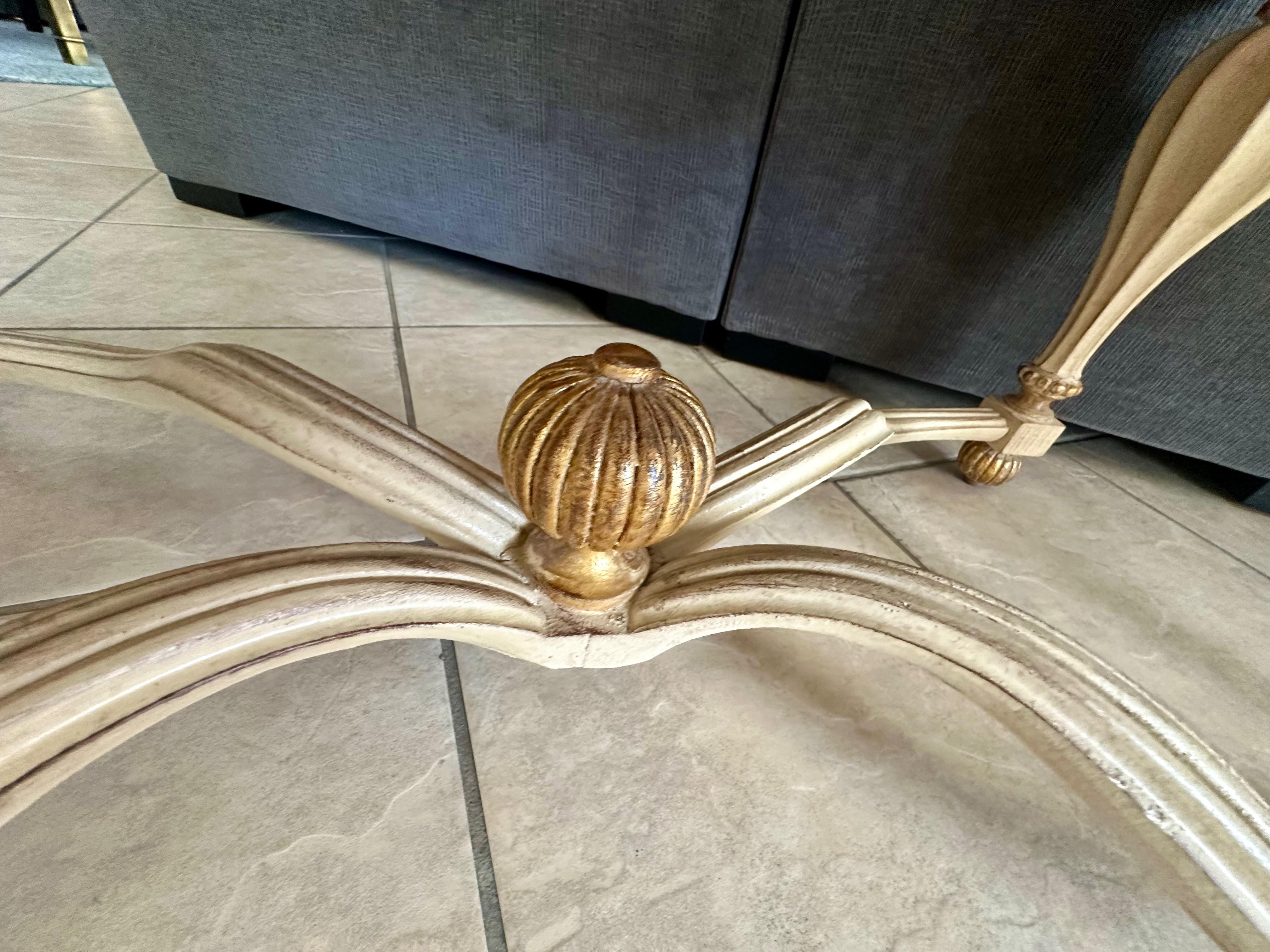 Pair Italian White & Partial Gilt Upholster Benches For Sale 11