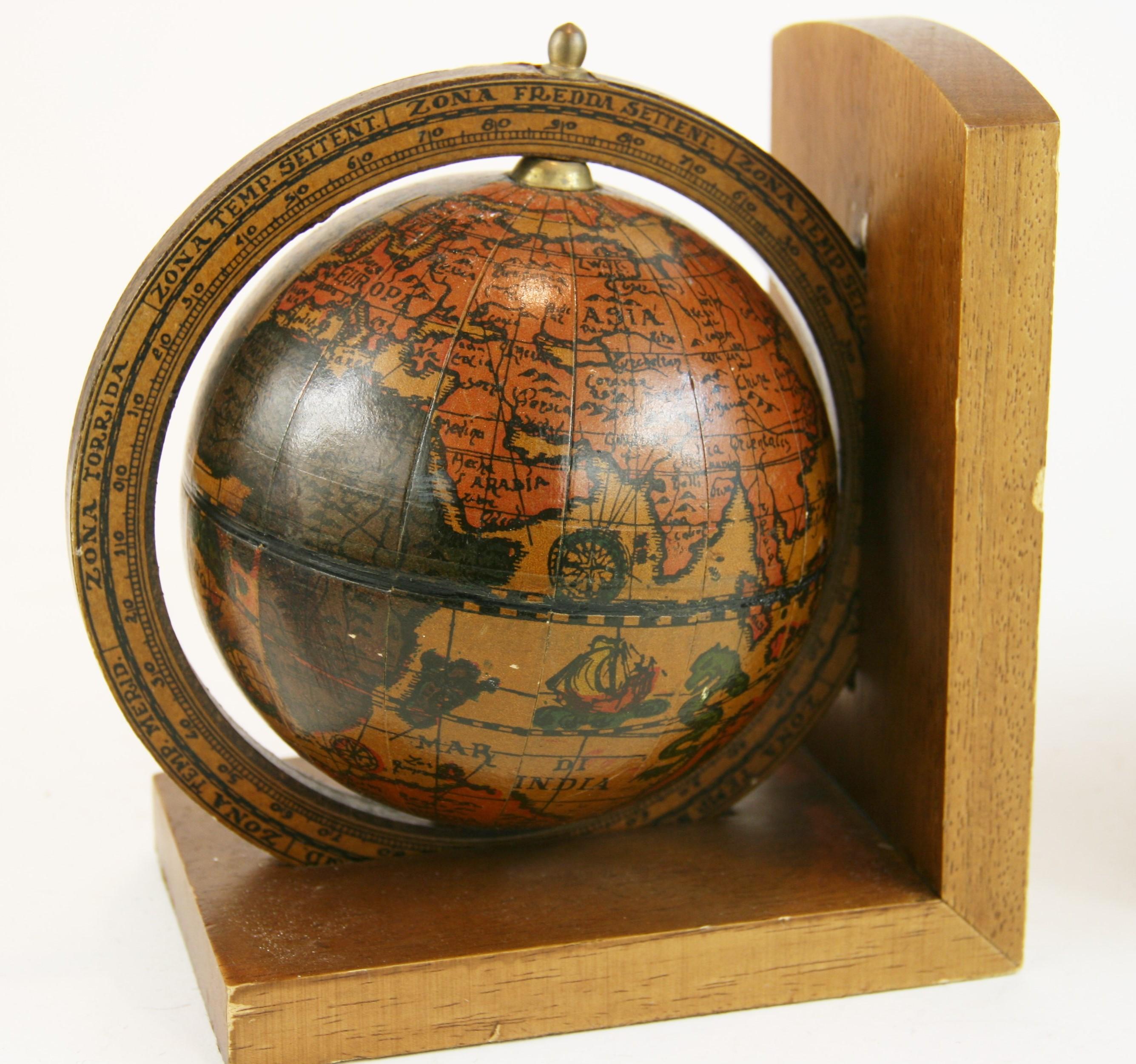 vintage globe bookends