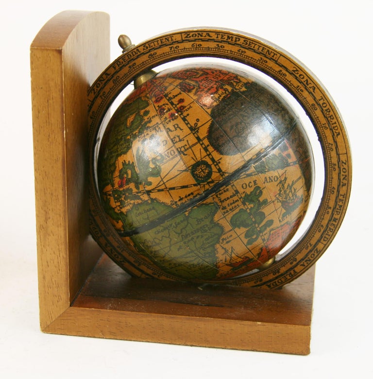 Pair Italian World Globe Bookends For Sale 3