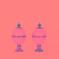 Pair J. Antony Redmile Style Ostrich Egg Boxes