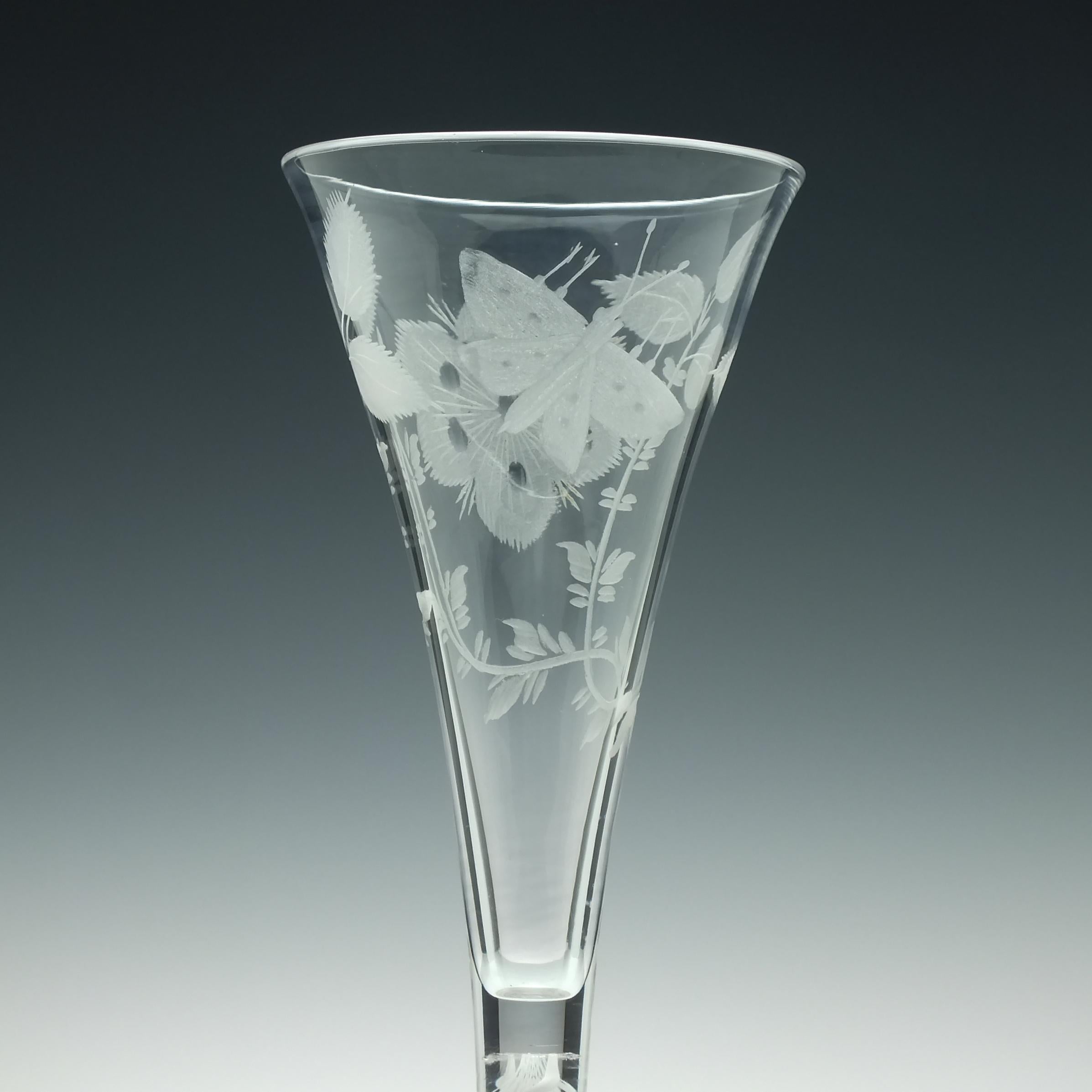 Pair of Jacobite Carnation Opaque Twist Wine Glass, circa 1760 For Sale 1