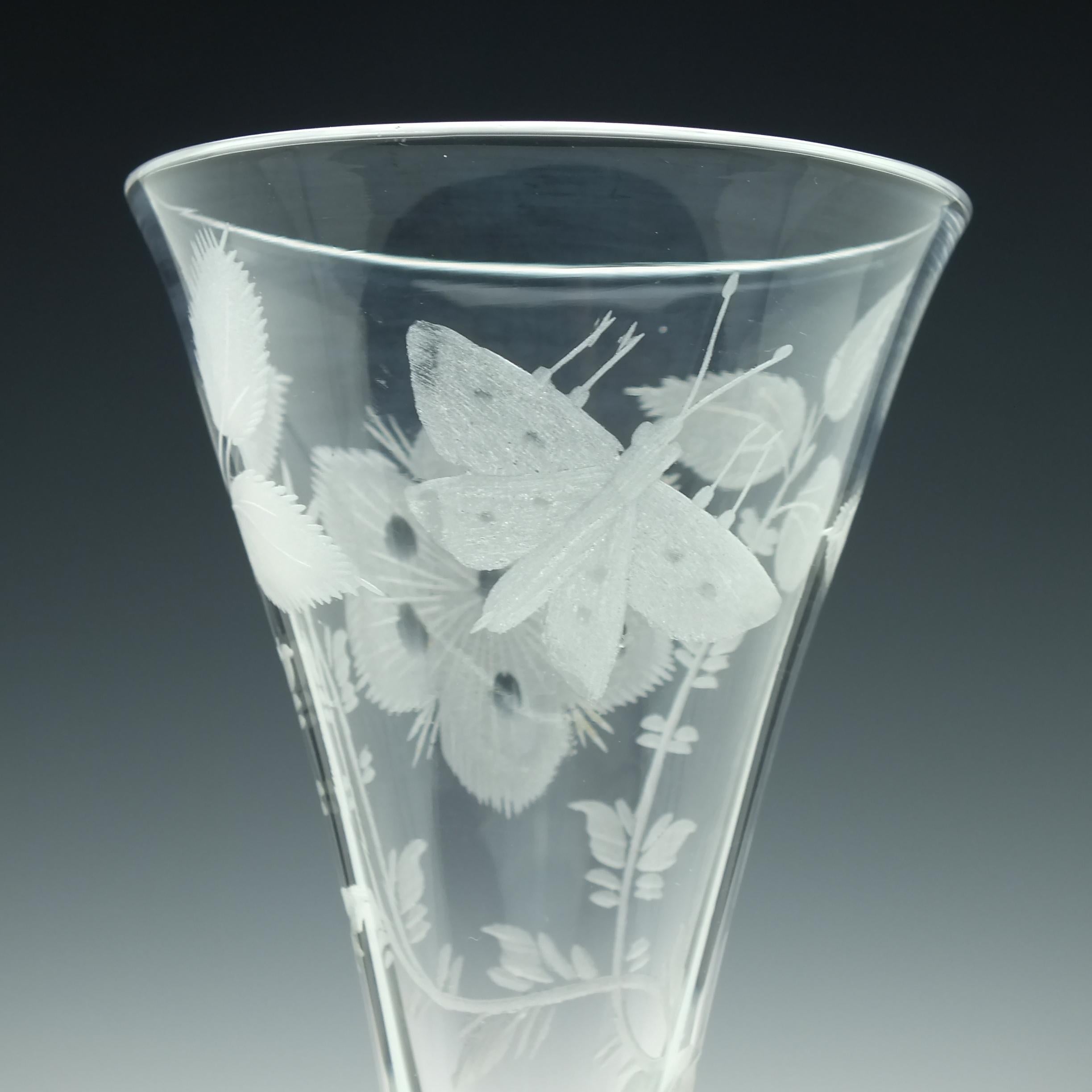 Pair of Jacobite Carnation Opaque Twist Wine Glass, circa 1760 For Sale 2