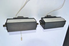 Pair, Jacques Biny Style Sconces Brass & Steel French Mid-Century Modern, 1955