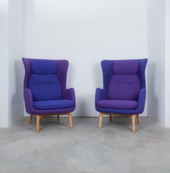 Pair Jaime Hayon Model Ro Jh2 Lounge Chairs For Fritz Hansen, Oak Base