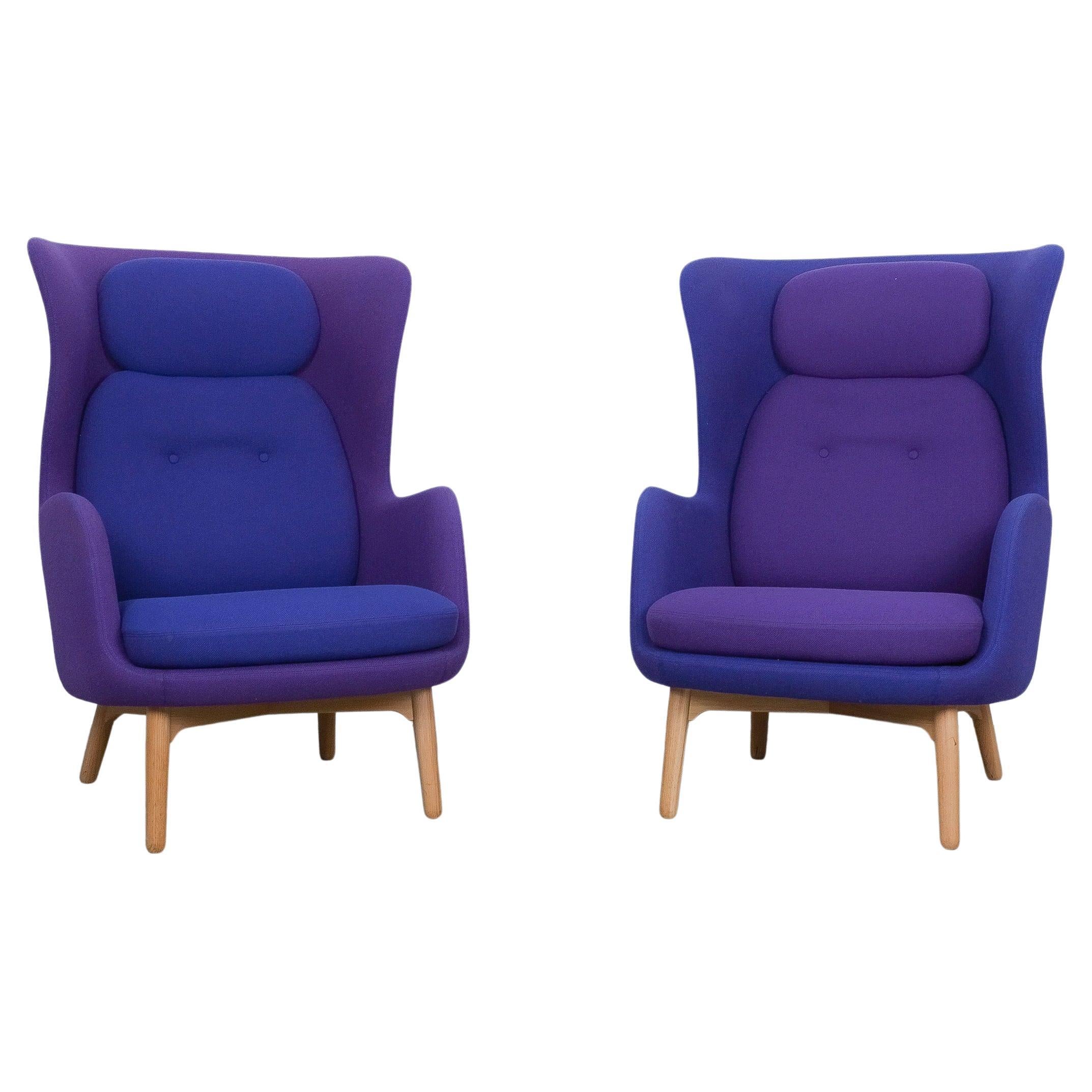 Paire de chaises longues modèle Ro Jh2 de Jaime Hayon pour Fritz Hansen, base en chêne