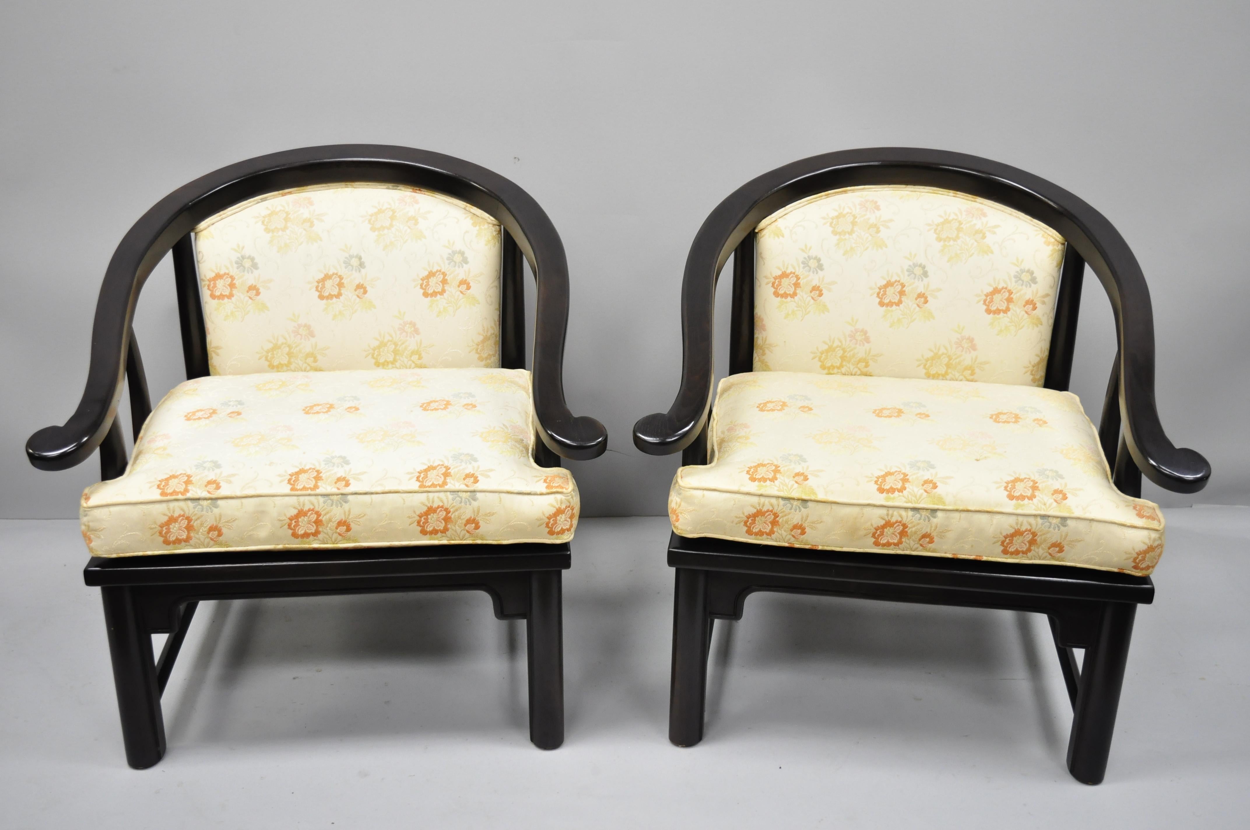 Paire de fauteuils de style Ming en fer à cheval James Mont Century Chair Co. 4