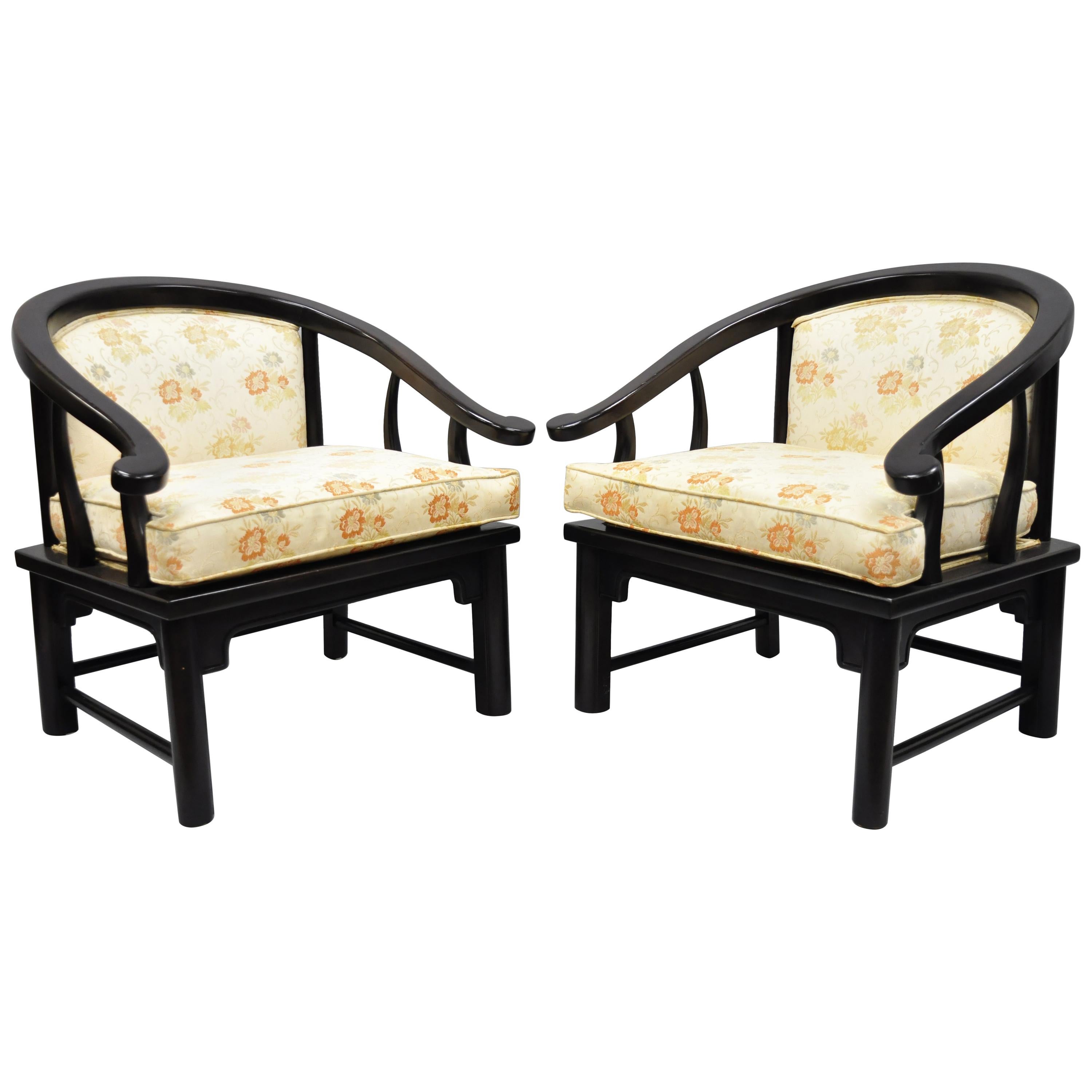Pair James Mont Horseshoe Ming Style Chairs Armchairs Century Chair Co.