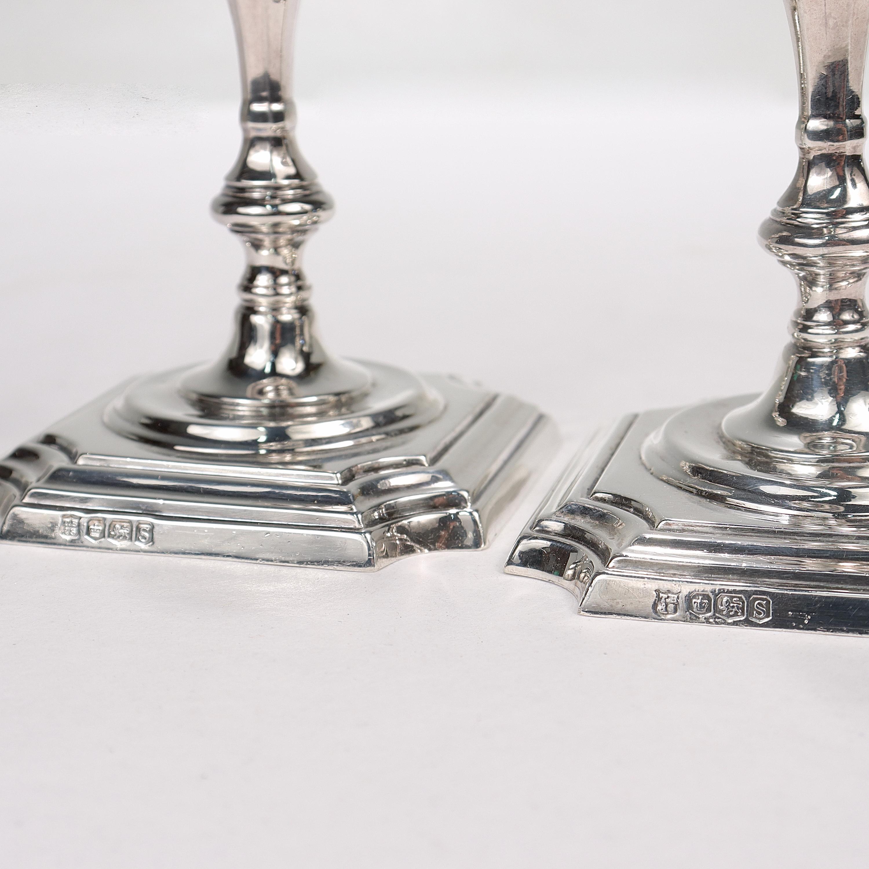Pair James Robinson 18th Cent. Georgian Style Sterling Silver Taper Candlesticks For Sale 3