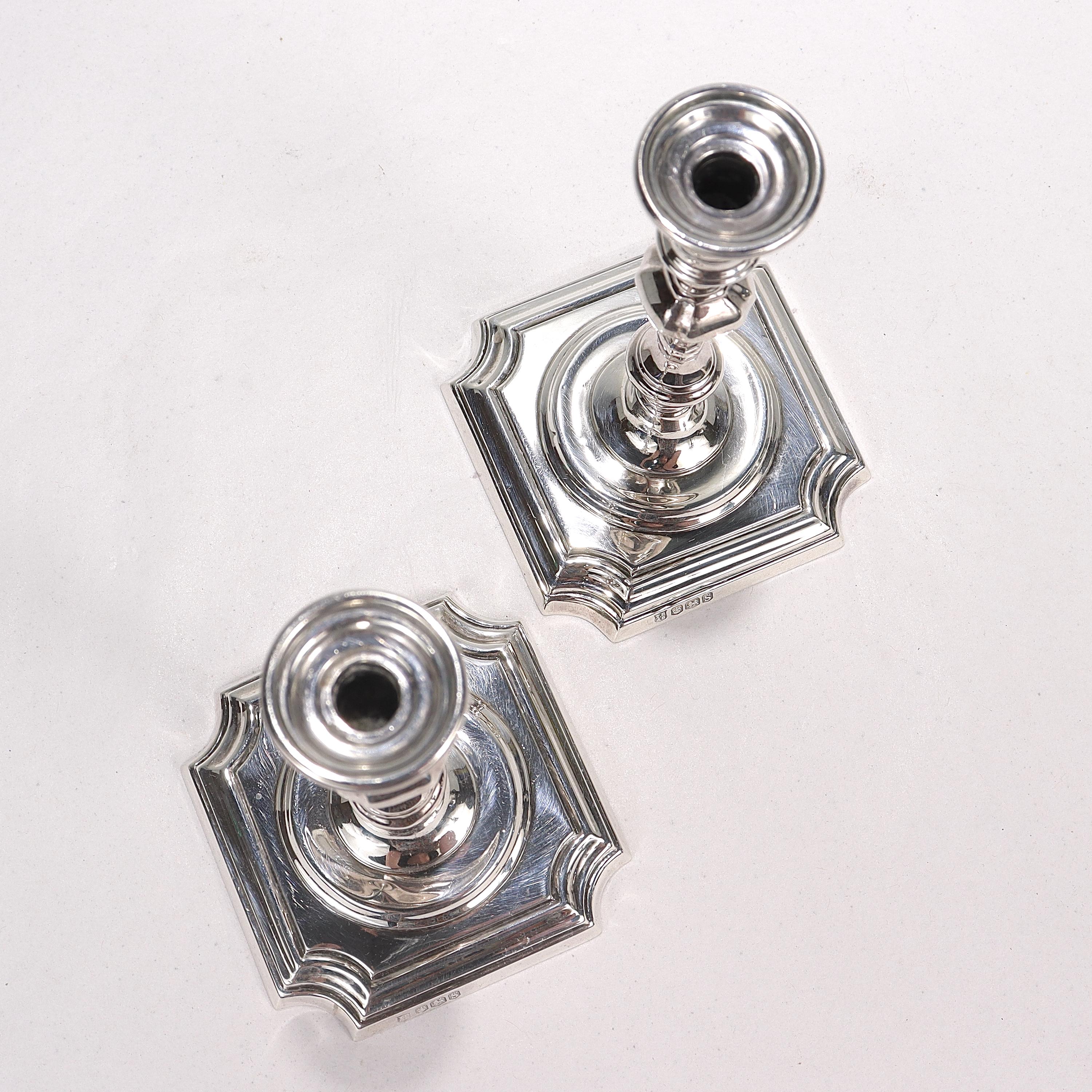 Pair James Robinson 18th Cent. Georgian Style Sterling Silver Taper Candlesticks For Sale 1