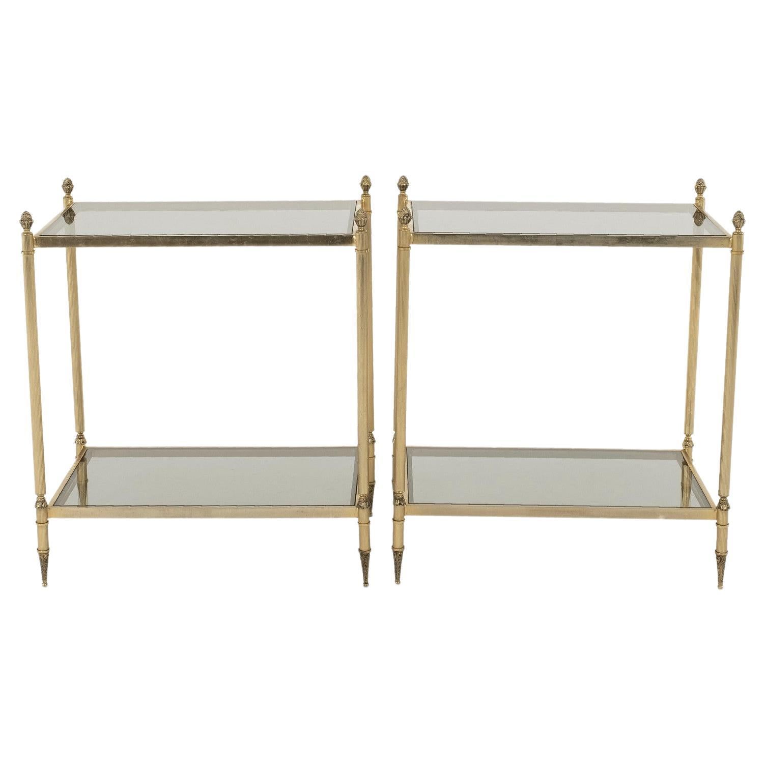 Pair Jansen Brass Side Tables