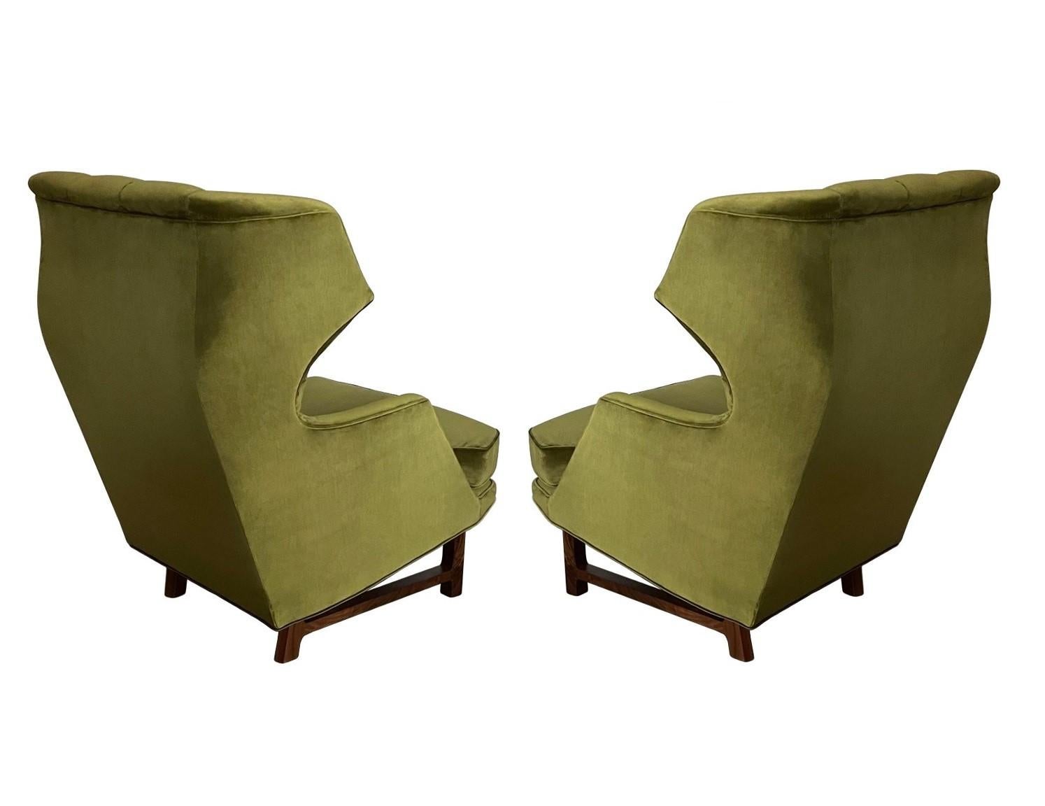 Pair Janus Wing Chairs with Ottomans by Edward Wormley for Dunbar For Sale 7