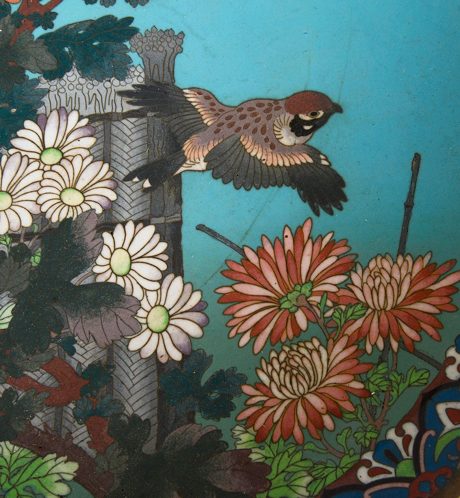 Pair Japanese 19th Century Cloisonne chargers. For Sale 1