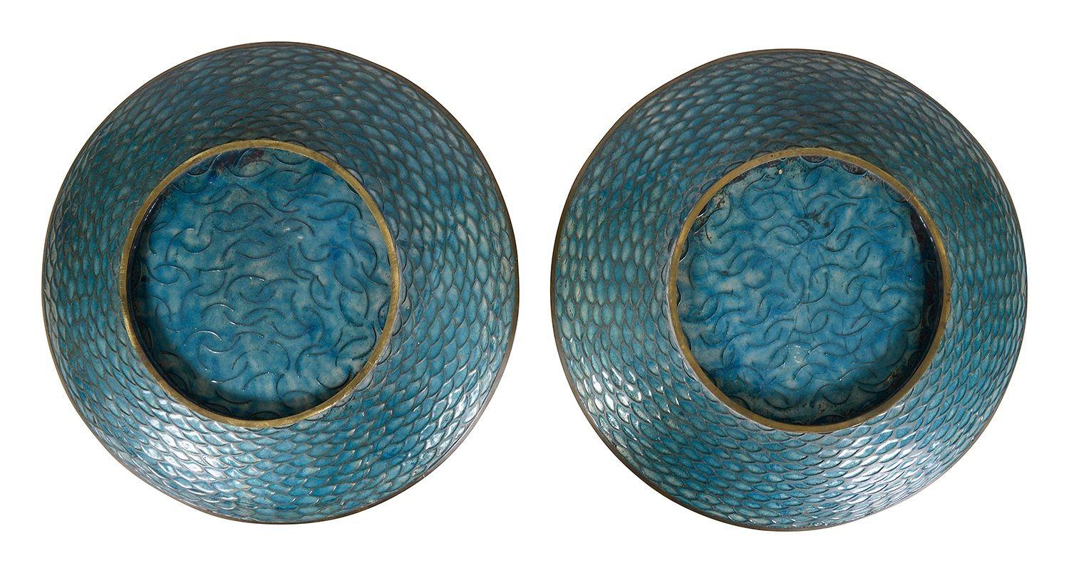 Pair Japanese 19th Century Cloisonne chargers. For Sale 4
