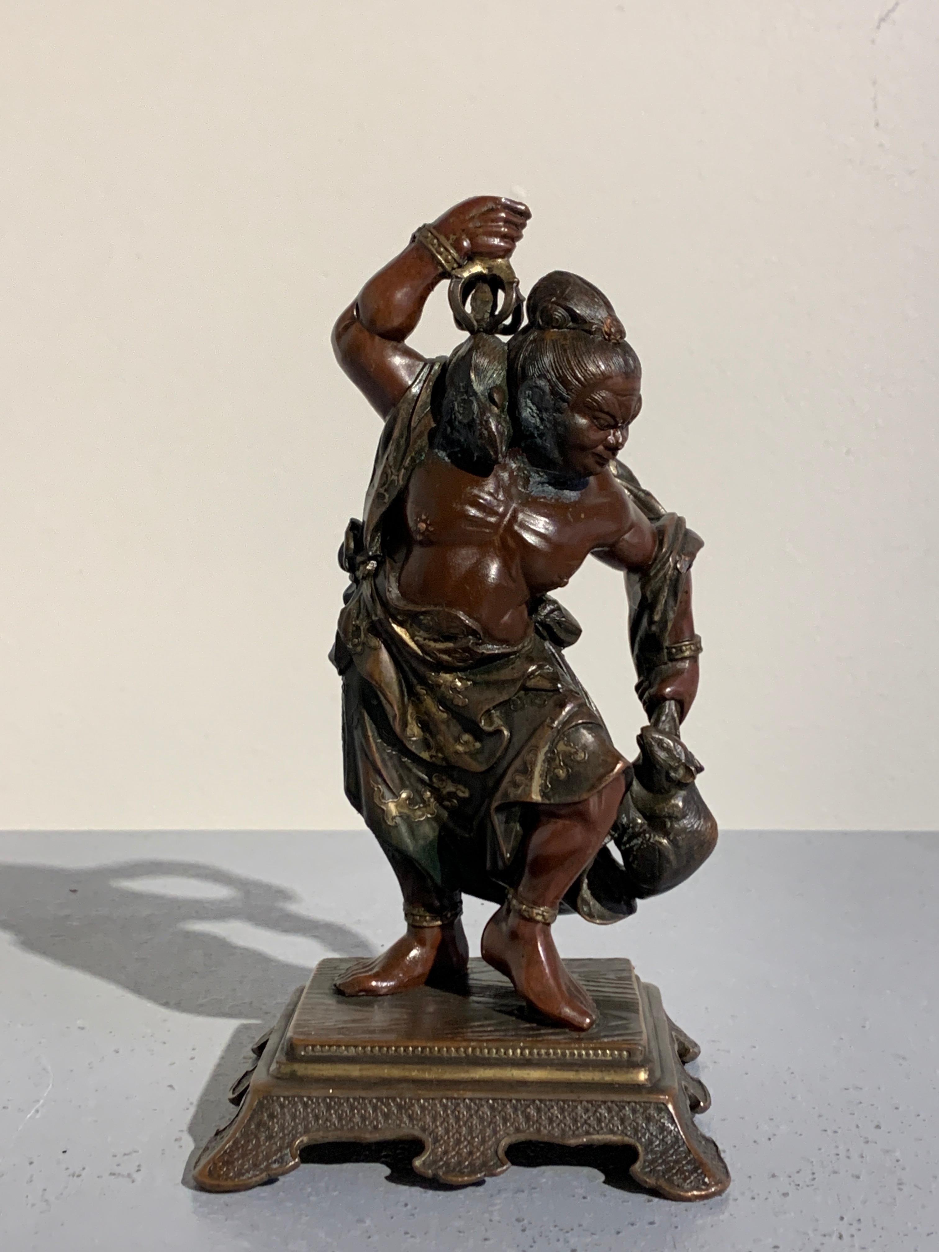 Pair of Japanese Cast Bronze Figures of Niō, Meiji Period, Late 19th Century For Sale 7