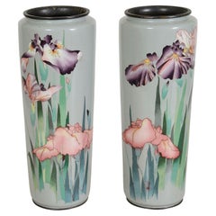Pair Japanese Cloisonné enamel vases, Meiji period.