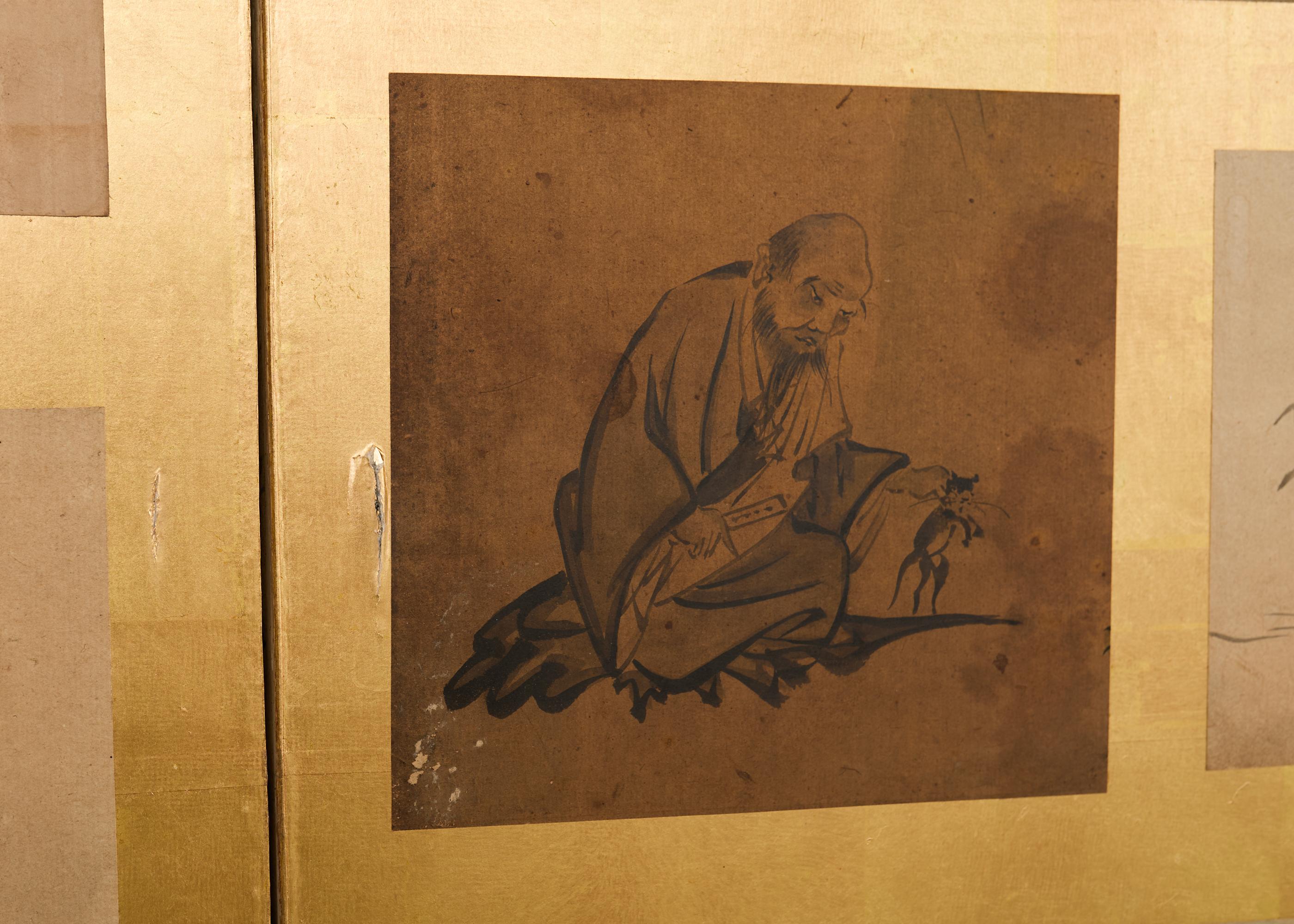 Paire de paravents japonais Edo à six panneaux Harimaze Découpage en vente 3