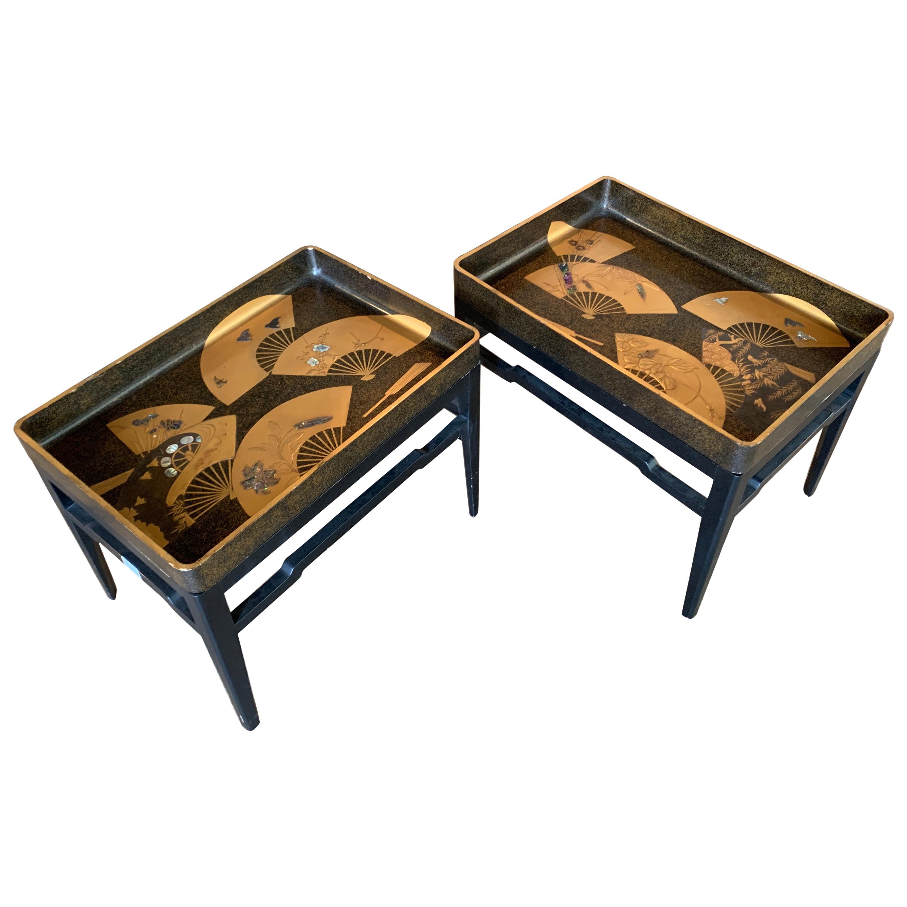 Pair of Japanese Embellished Lacquer Tray Tables Meiji Period, Late 19th Century