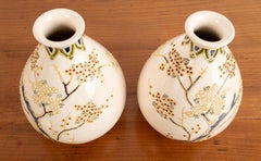 Pair Japanese Export Vases Japan C.1900 Stamped 'Nippon'