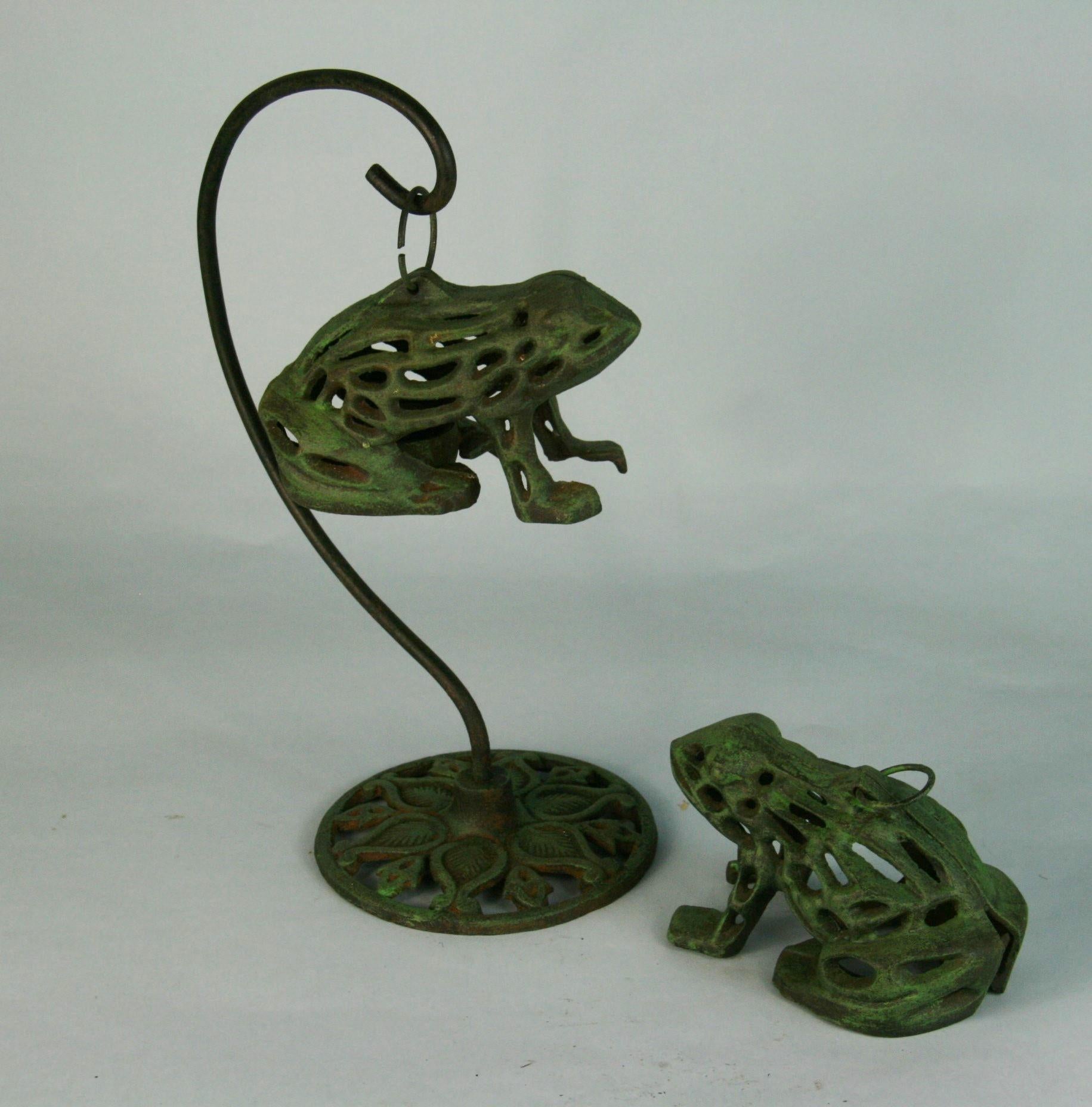 3-792 pair Japanese garden frog lanterns /ornaments
One frog hanging from decorative bracket the other on ground.