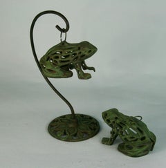 Japanese Garden Two Frog Lighting Lantern /Sculptures