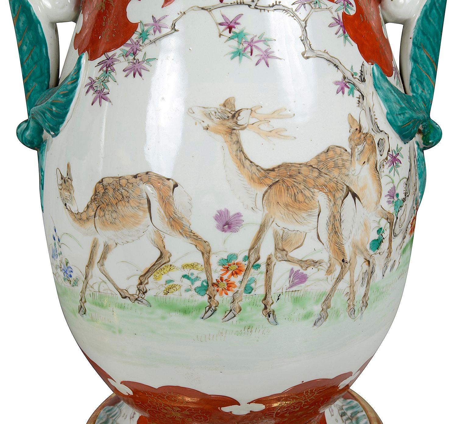 Paire de lampes japonaises en porcelaine Kutani, 19e siècle. Bon état - En vente à Brighton, Sussex