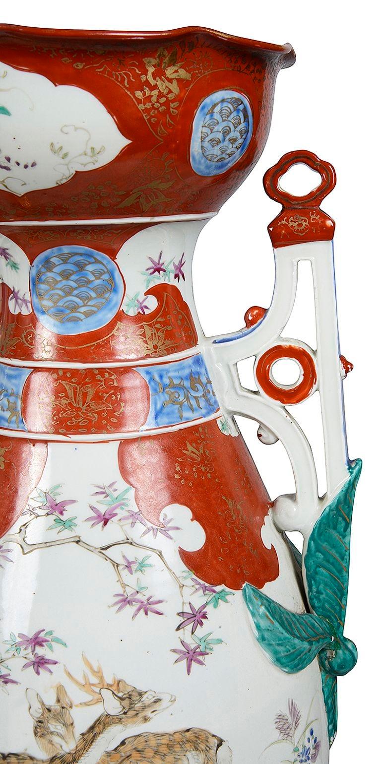 Paire de lampes japonaises en porcelaine Kutani, 19e siècle. en vente 2