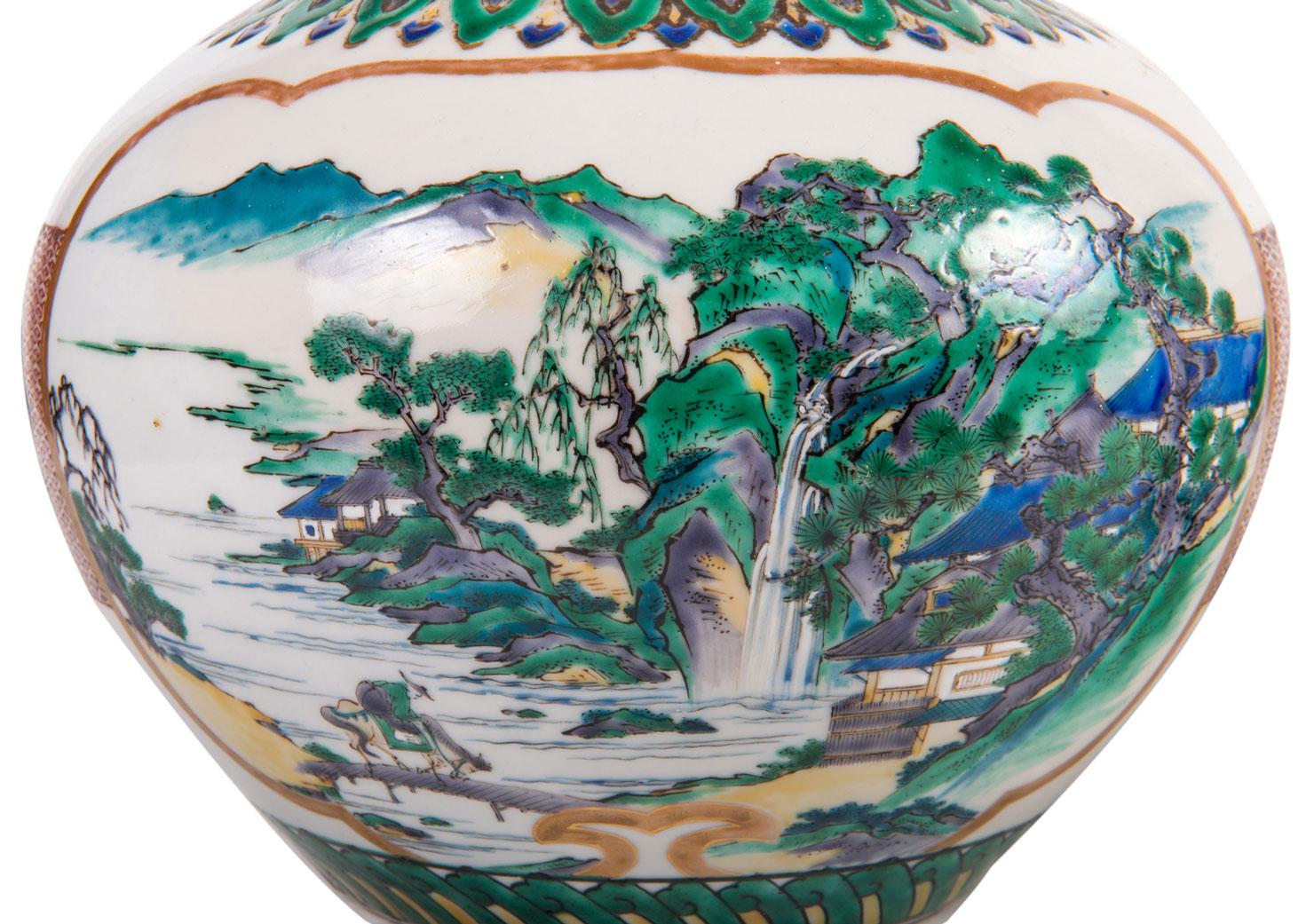 Pair of Japanese Kutani Porcelain Vases, circa 1900 4