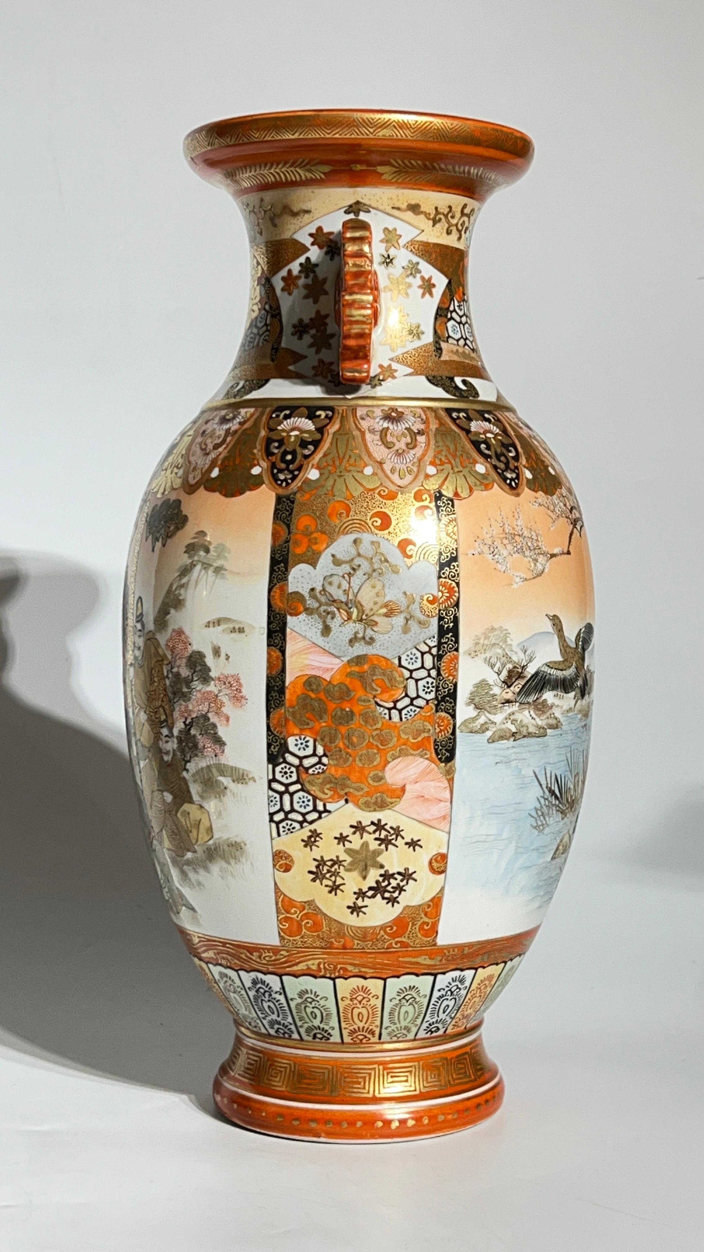 Pair Japanese Kutani Porcelain Vases For Sale 6