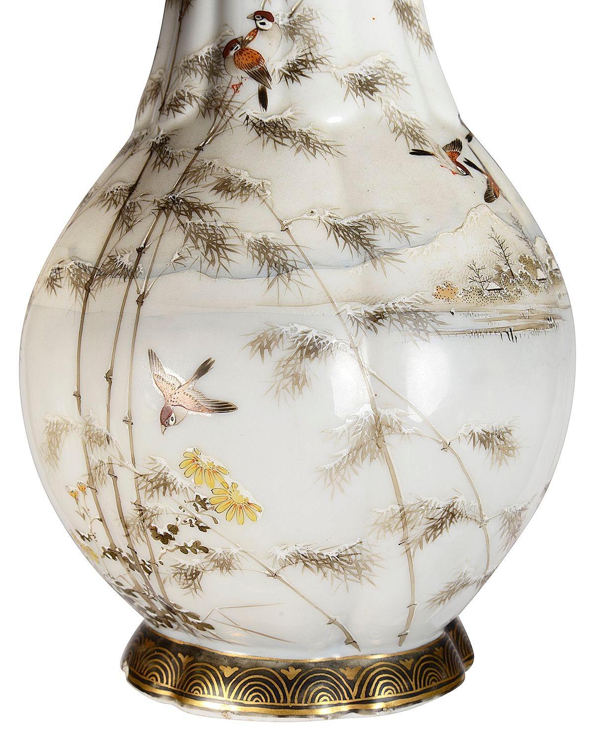 XIXe siècle Paire de vases / lampes japonais Kutani, vers 1890. en vente