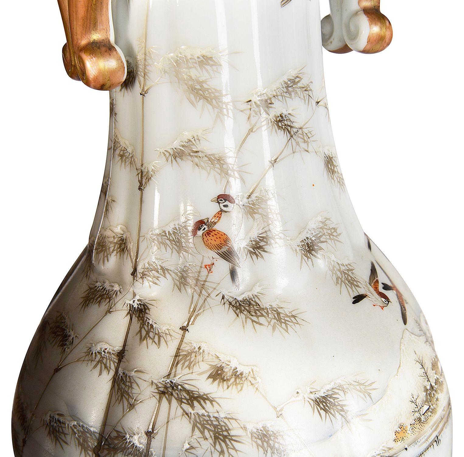 Porcelaine Paire de vases / lampes japonais Kutani, vers 1890. en vente