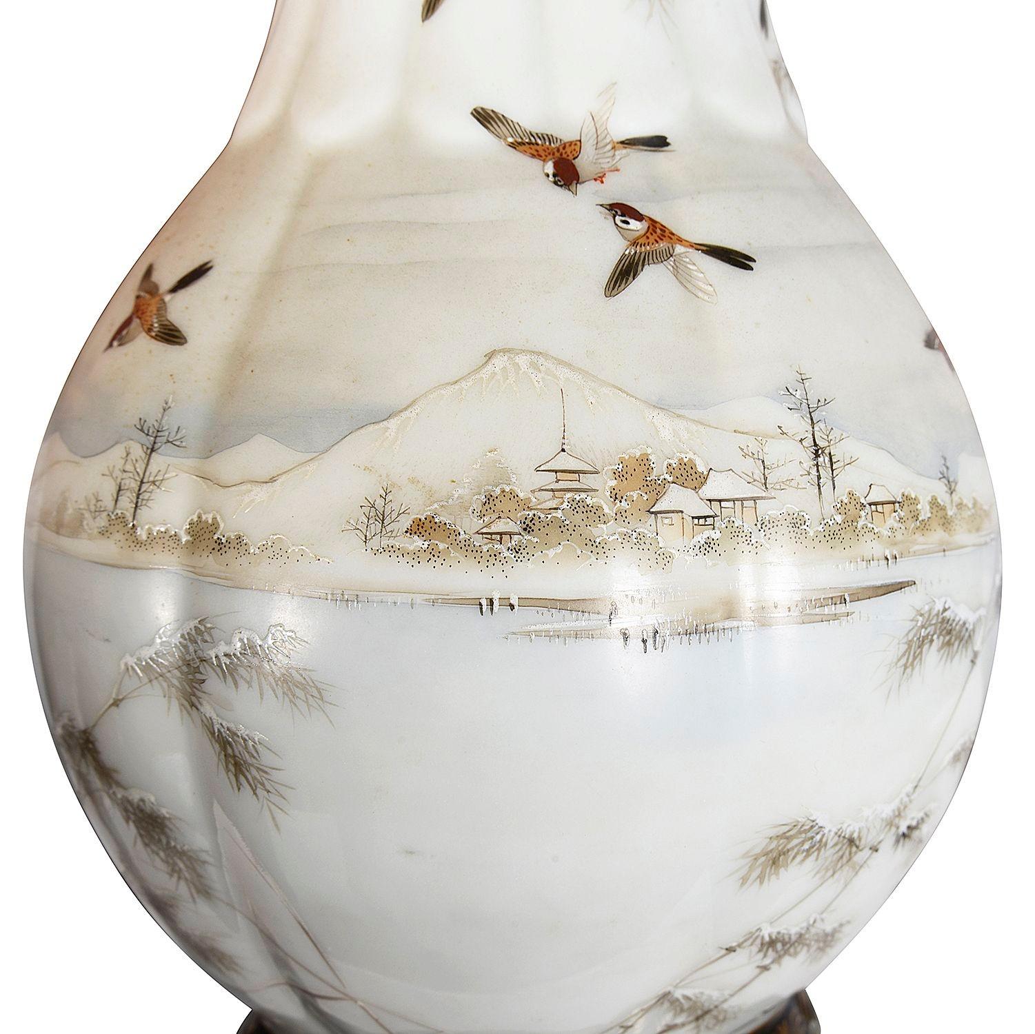 Pair Japanese Kutani vases / lamps, circa 1890. For Sale 2