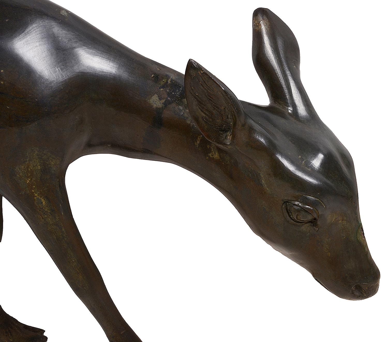 Pair of Japanese Meiji Period Bronze Deer 1