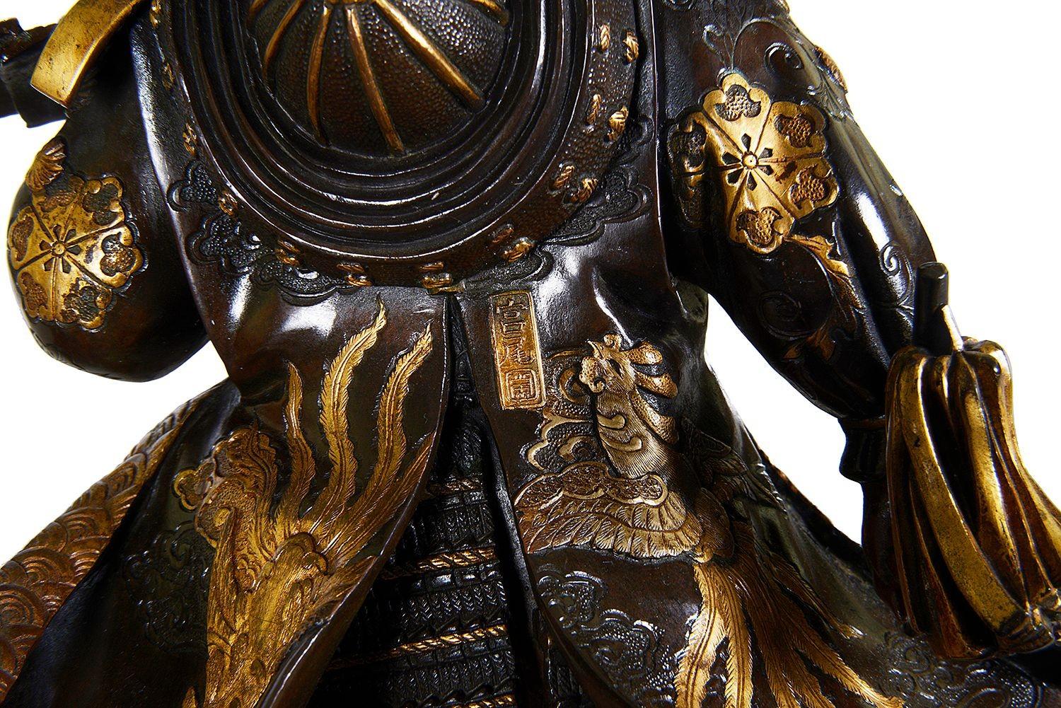 Bronze Pair Japanese Miyao bronze figures, 36cm high. en vente
